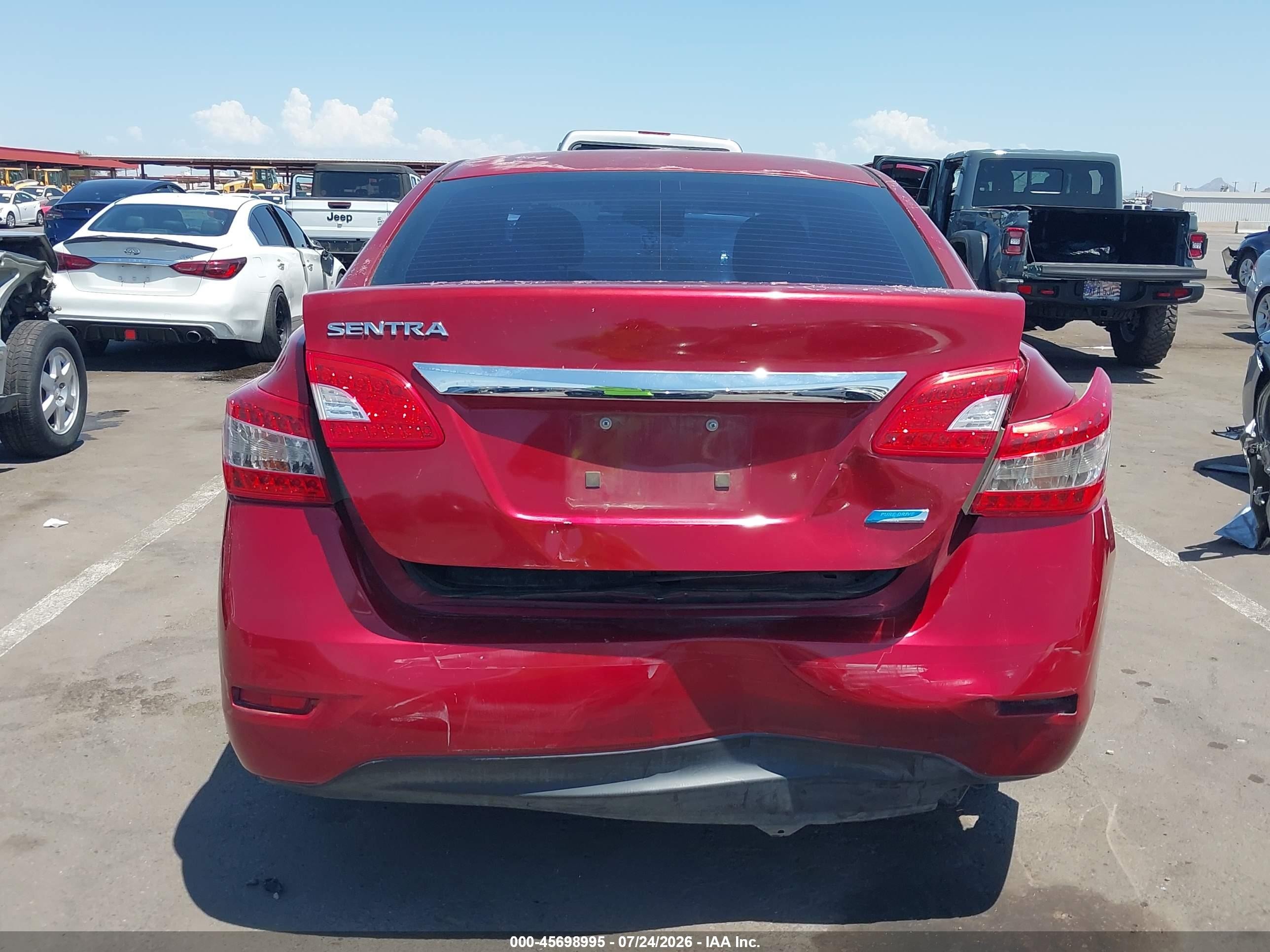 2014 Nissan Sentra S Red vin: 3N1AB7AP6EY248367