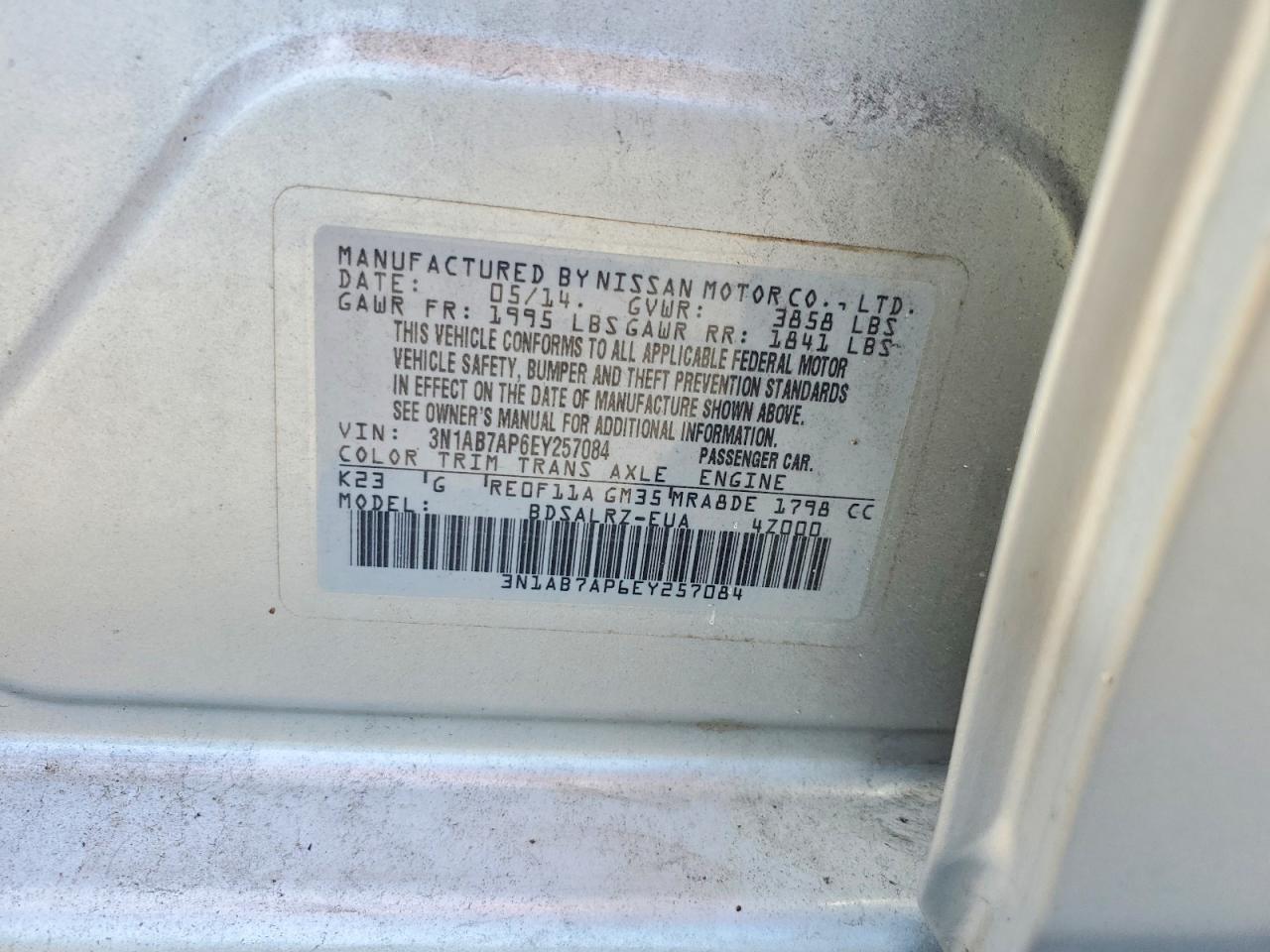2014 Nissan Sentra Sr Silver vin: 3N1AB7AP6EY257084