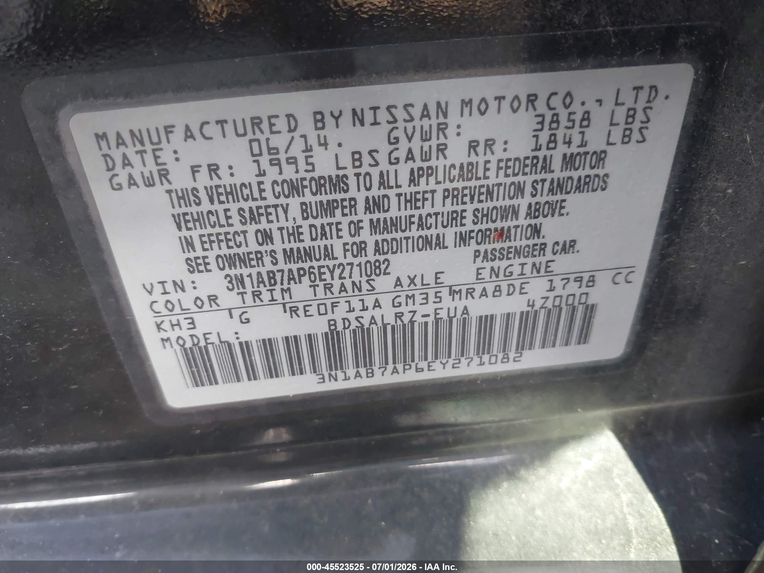2014 Nissan Sentra Sr Black vin: 3N1AB7AP6EY271082