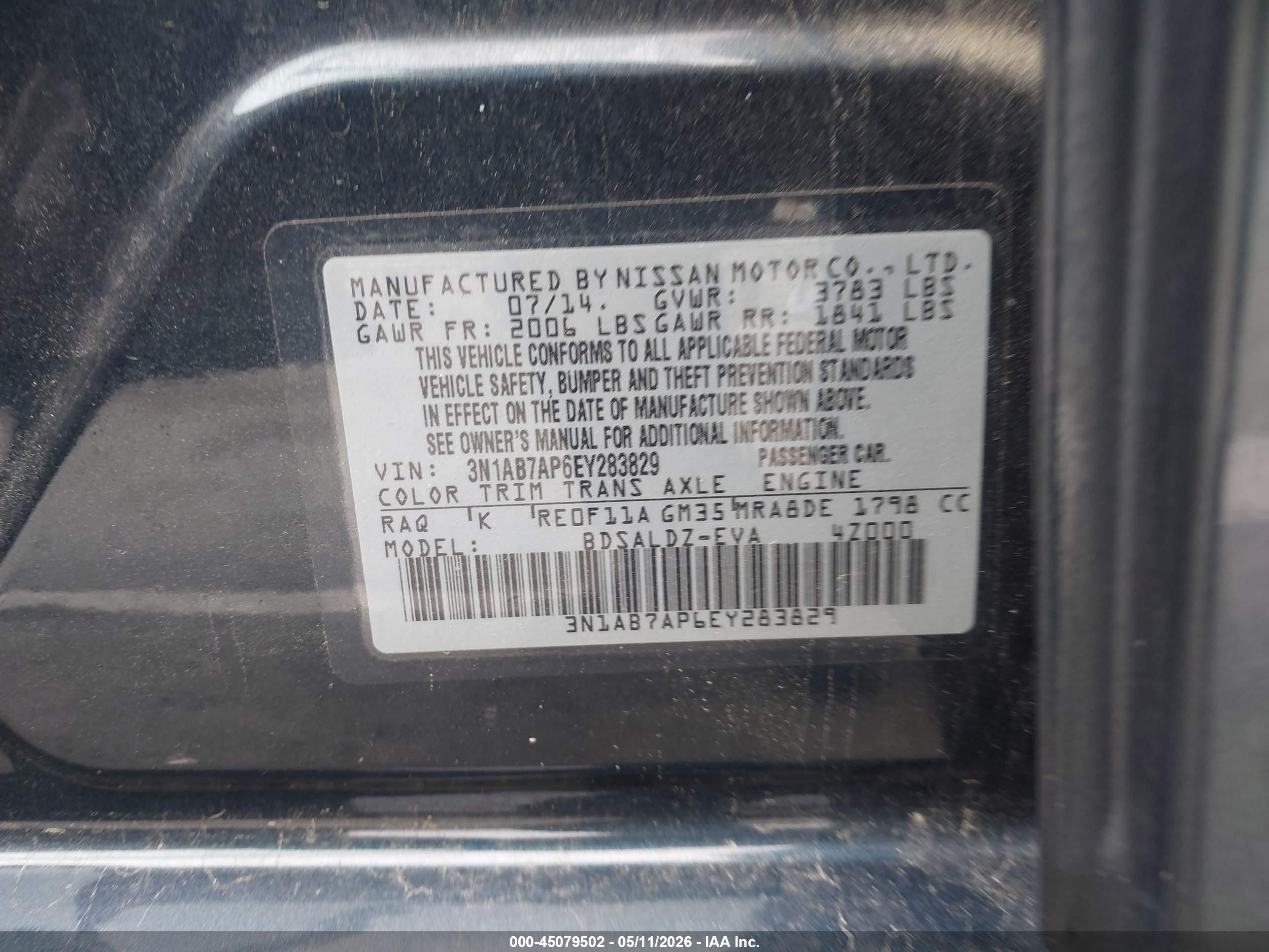 2014 Nissan Sentra Sv Blue vin: 3N1AB7AP6EY283829