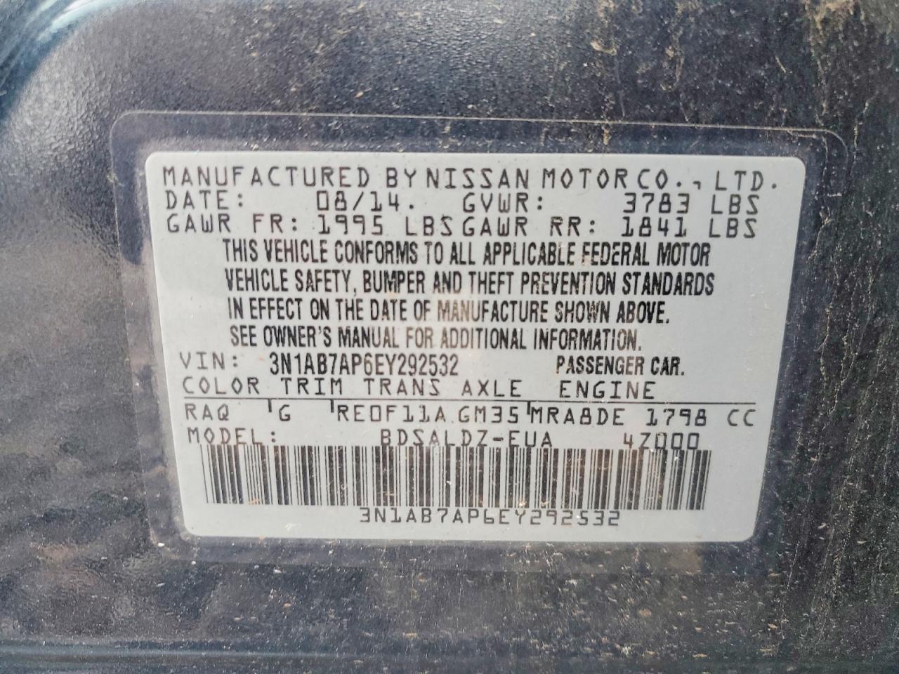 2014 Nissan Sentra Sv Blue vin: 3N1AB7AP6EY292532