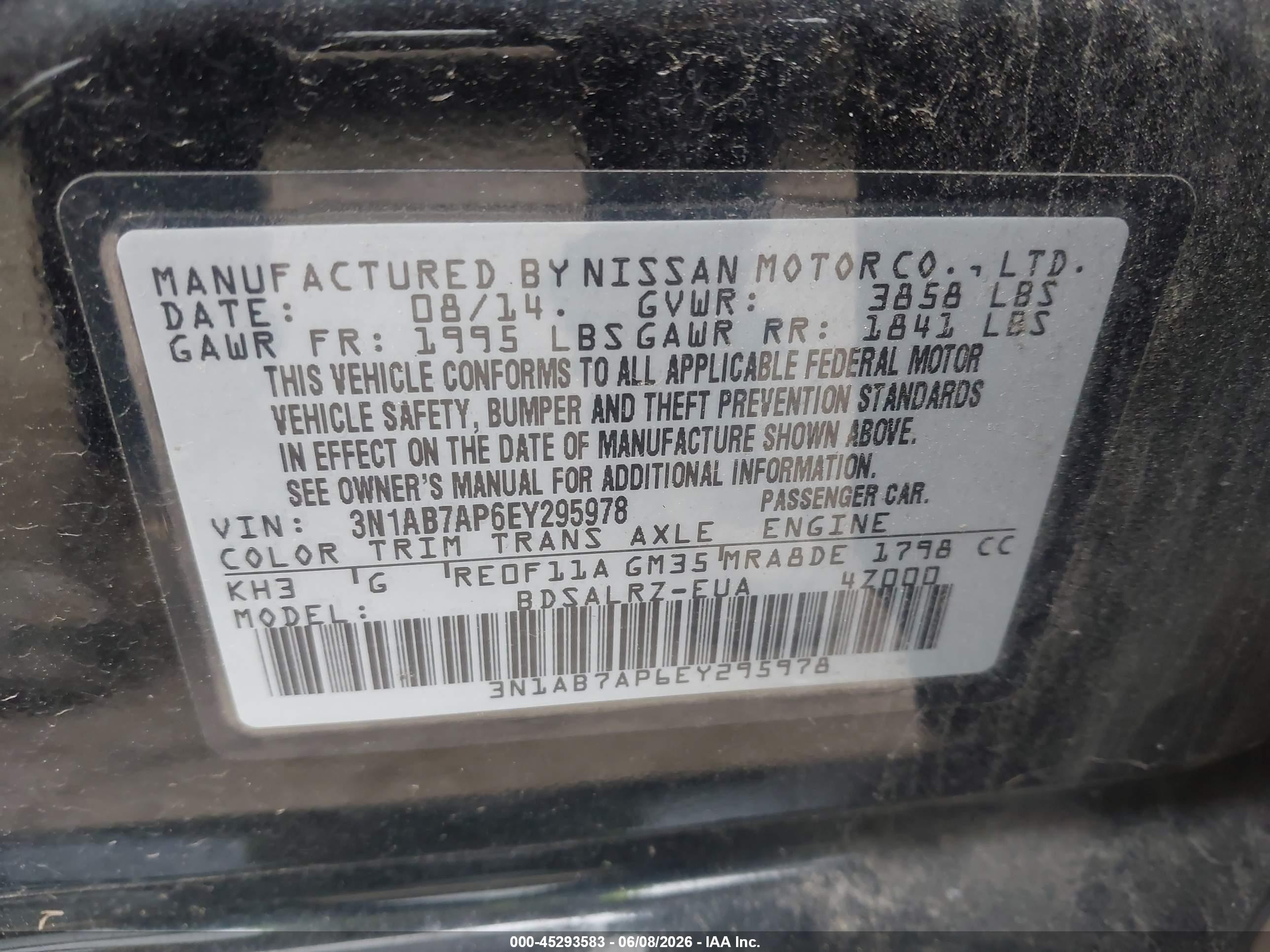 2014 Nissan Sentra Sr Black vin: 3N1AB7AP6EY295978