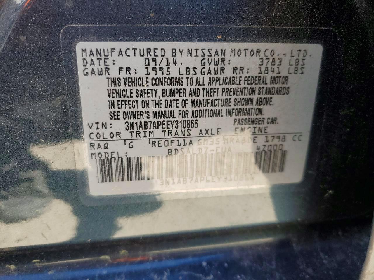 2014 Nissan Sentra Sv Gray vin: 3N1AB7AP6EY310866