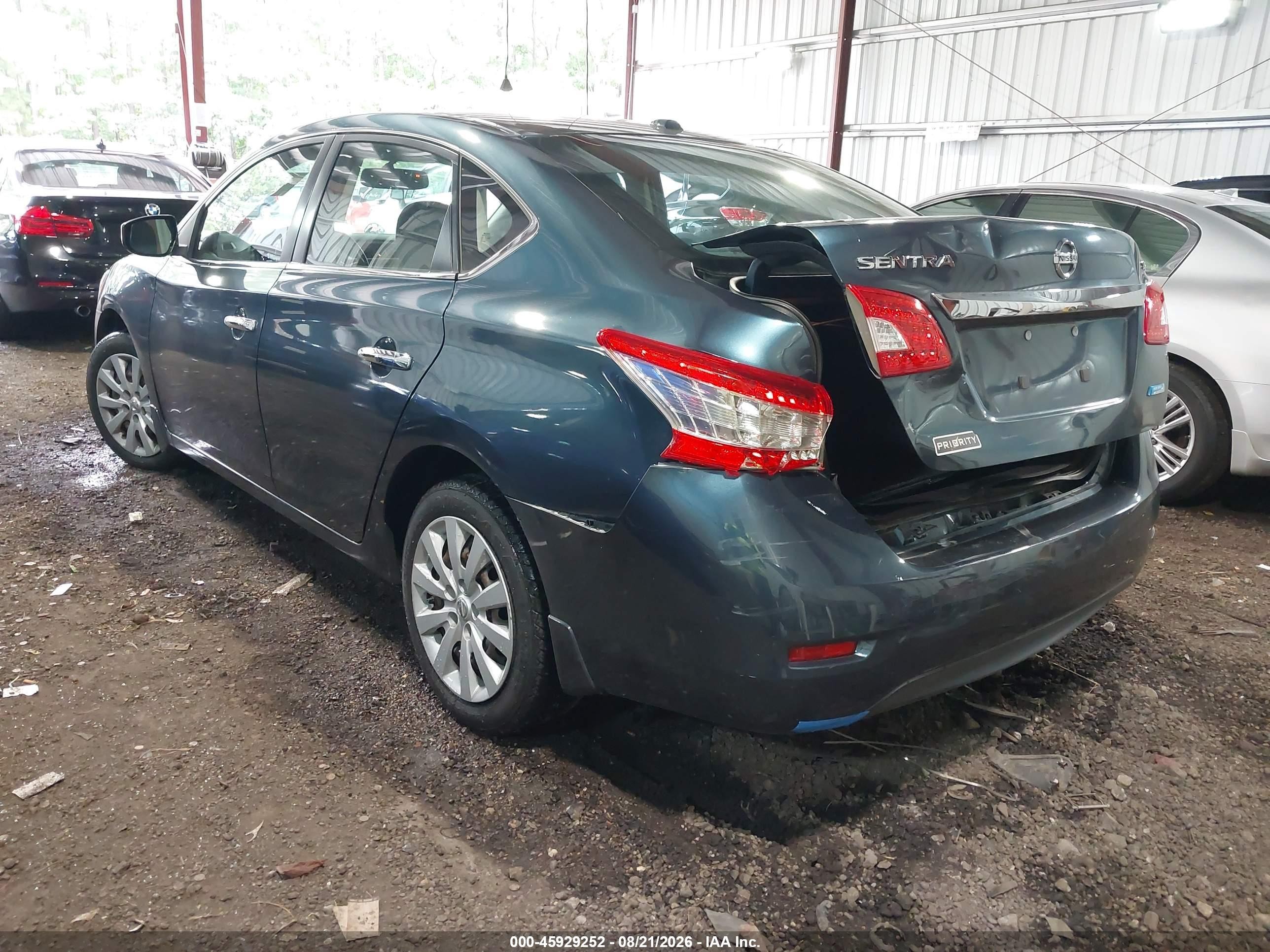 2014 Nissan Sentra Sv Blue vin: 3N1AB7AP6EY323231