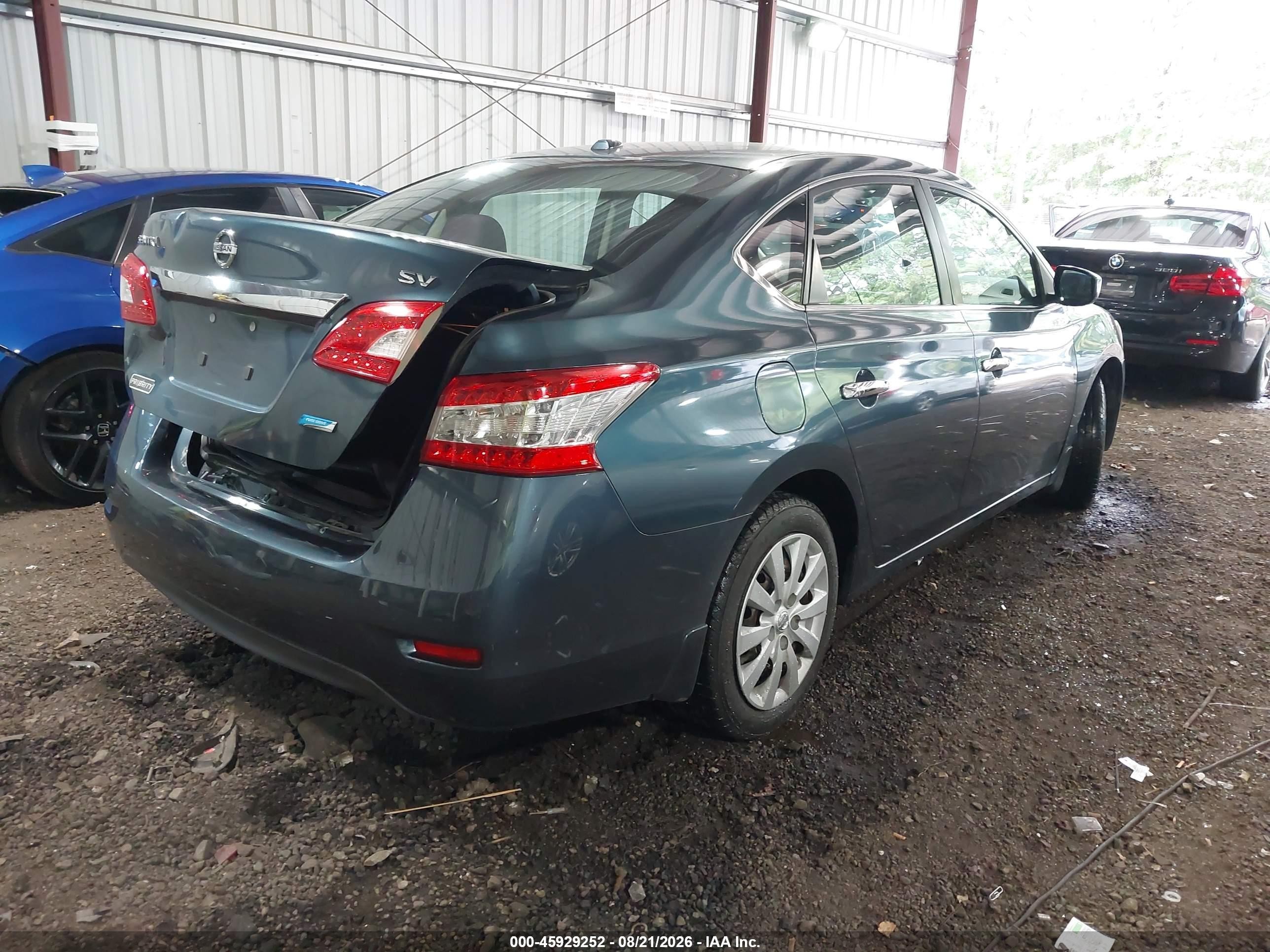 2014 Nissan Sentra Sv Blue vin: 3N1AB7AP6EY323231