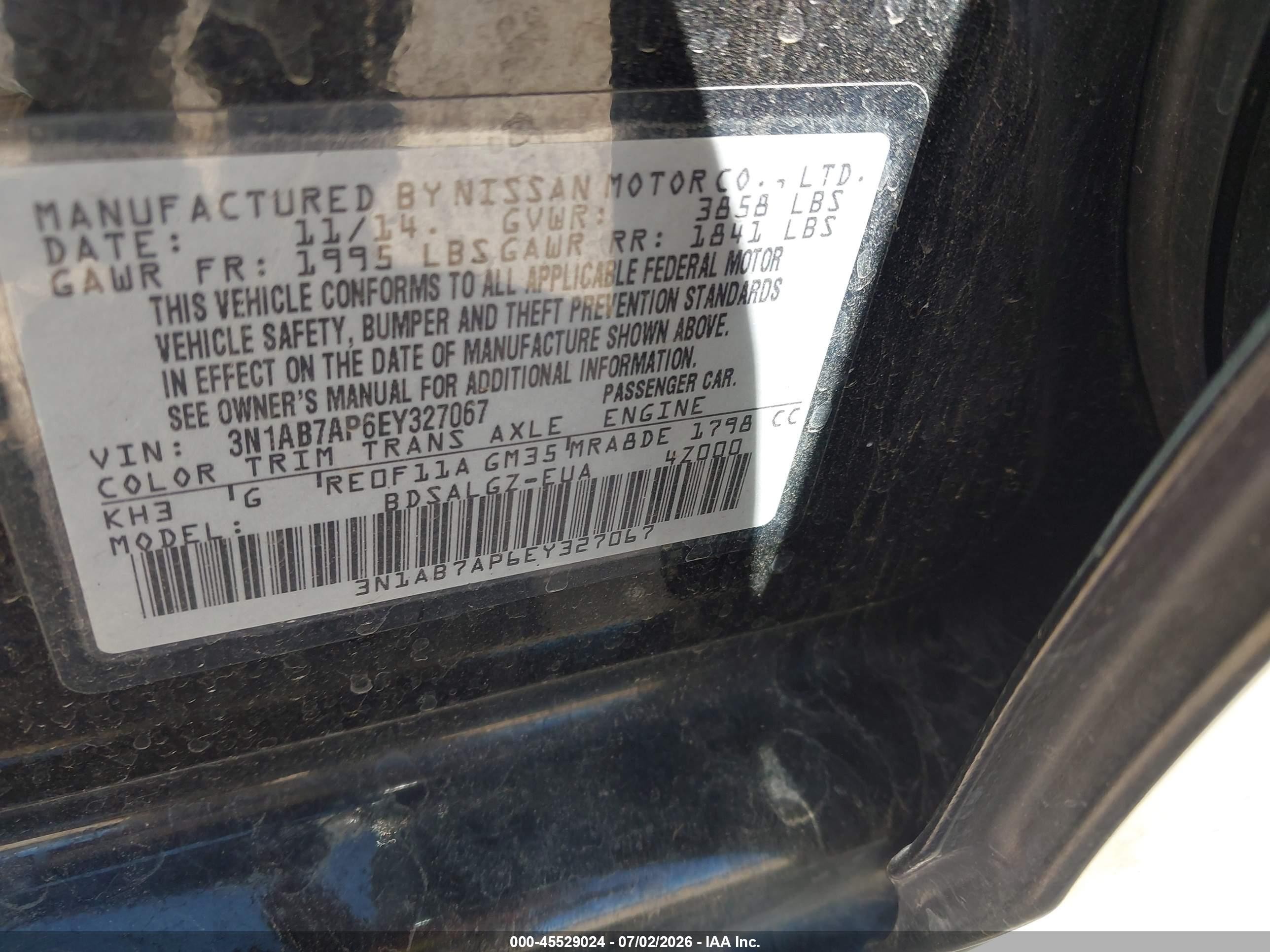 2014 Nissan Sentra Sl Black vin: 3N1AB7AP6EY327067