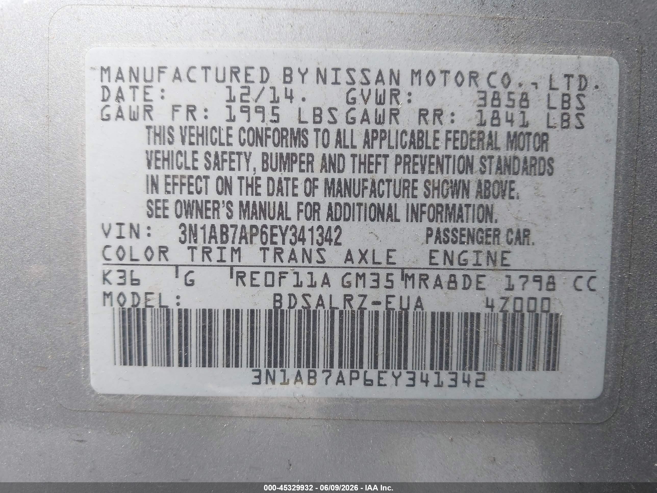 2014 Nissan Sentra Sr Silver vin: 3N1AB7AP6EY341342