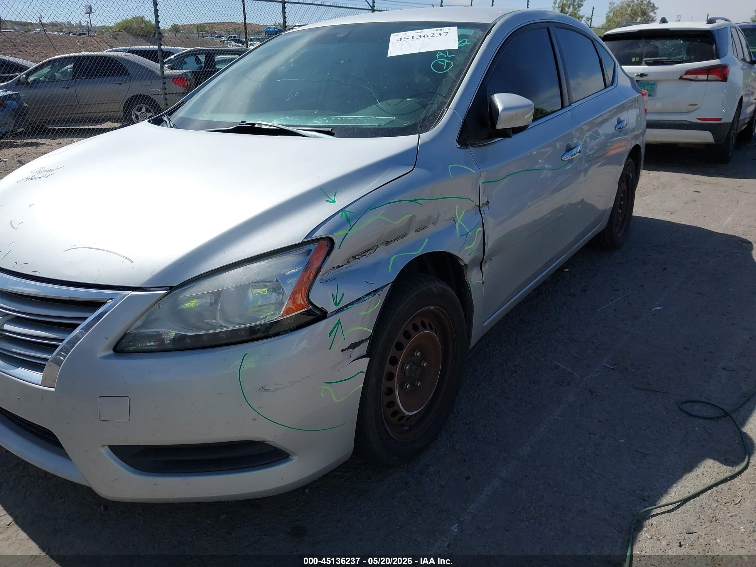 2015 Nissan Sentra Fe+ S/s/sl/sr/sv Silver vin: 3N1AB7AP6FL652476
