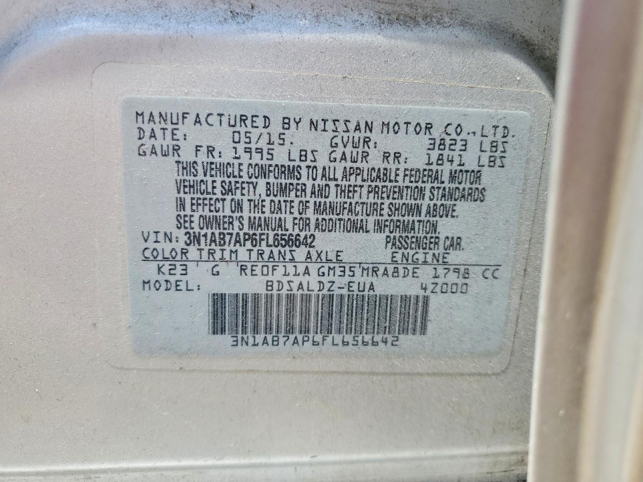 2015 Nissan Sentra Sv Серебряный vin: 3N1AB7AP6FL656642
