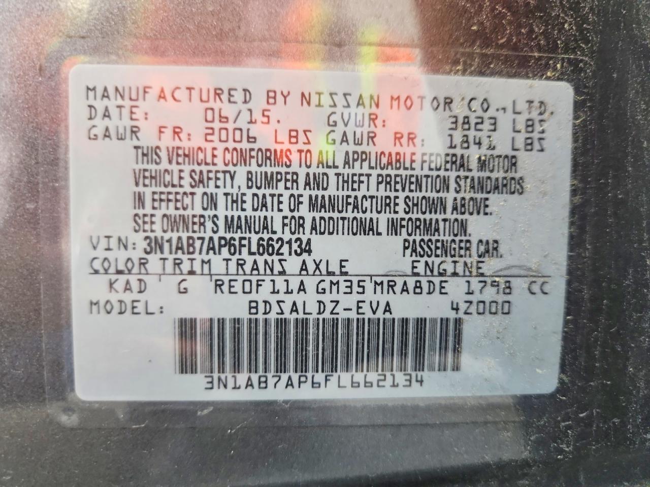 2015 Nissan Sentra Sv Gray vin: 3N1AB7AP6FL662134