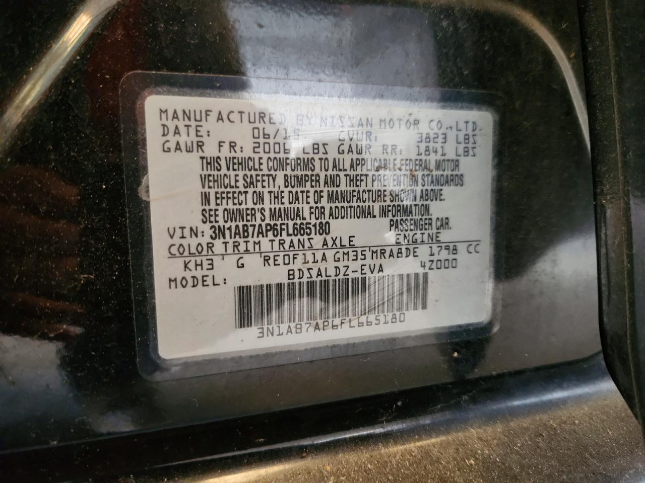 2015 Nissan Sentra Charcoal vin: 3N1AB7AP6FL665180