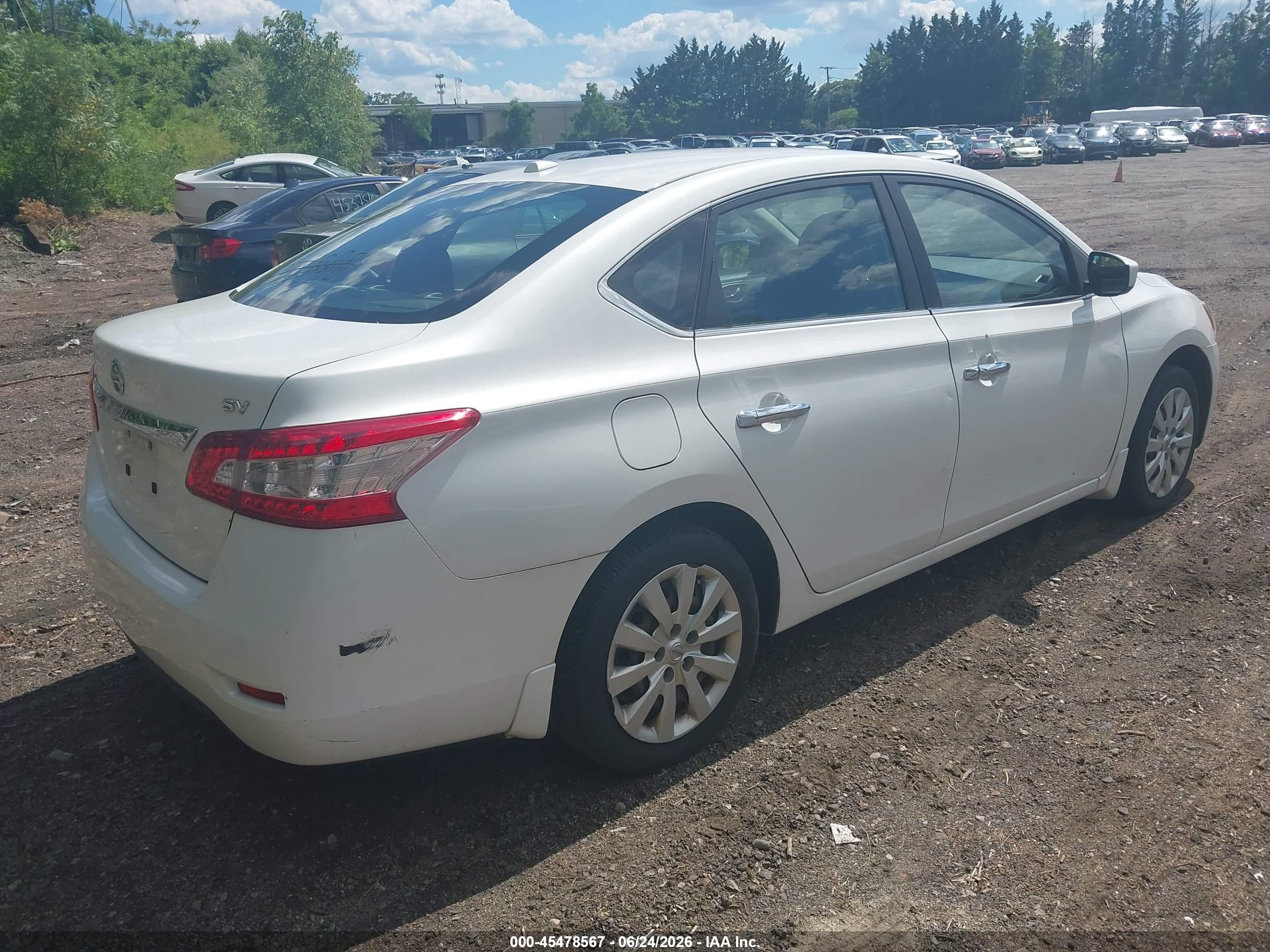 2015 Nissan Sentra Sv White vin: 3N1AB7AP6FL672193