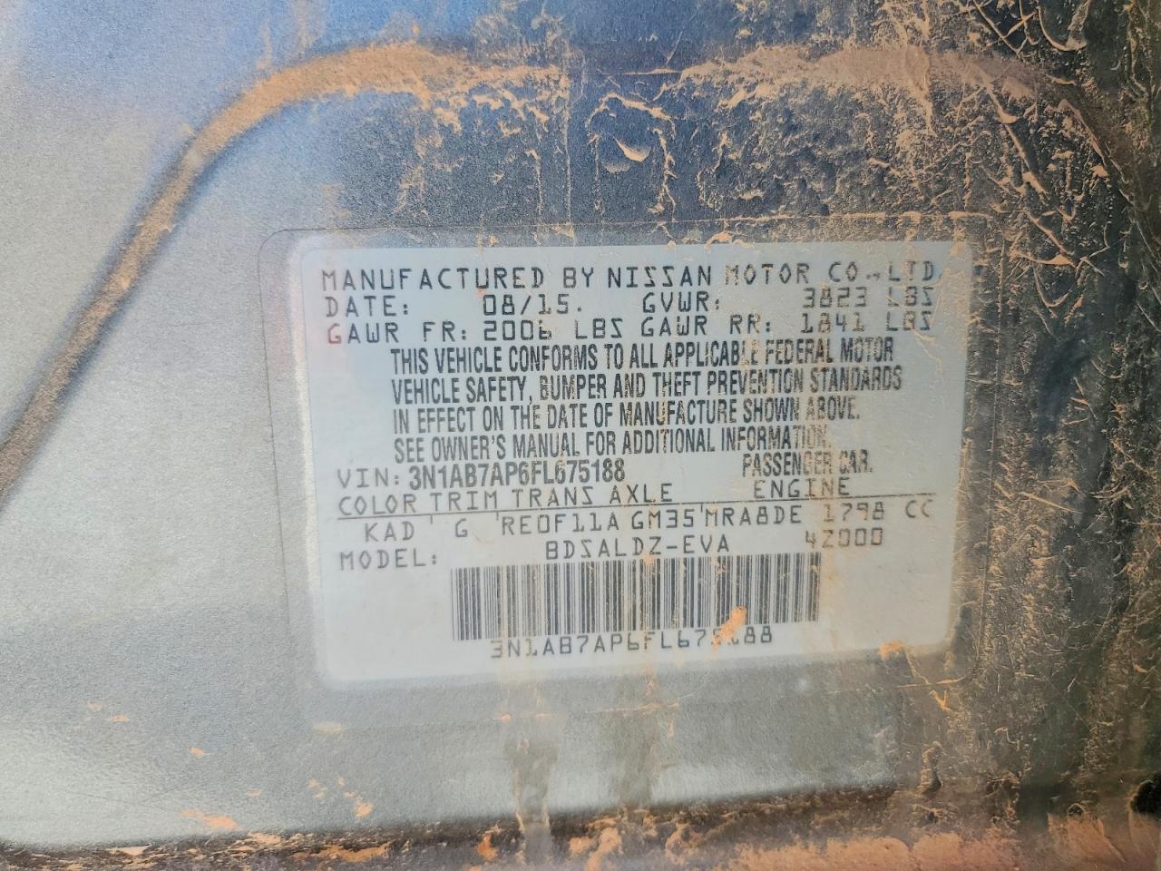 2015 Nissan Sentra Sv Gray vin: 3N1AB7AP6FL675188