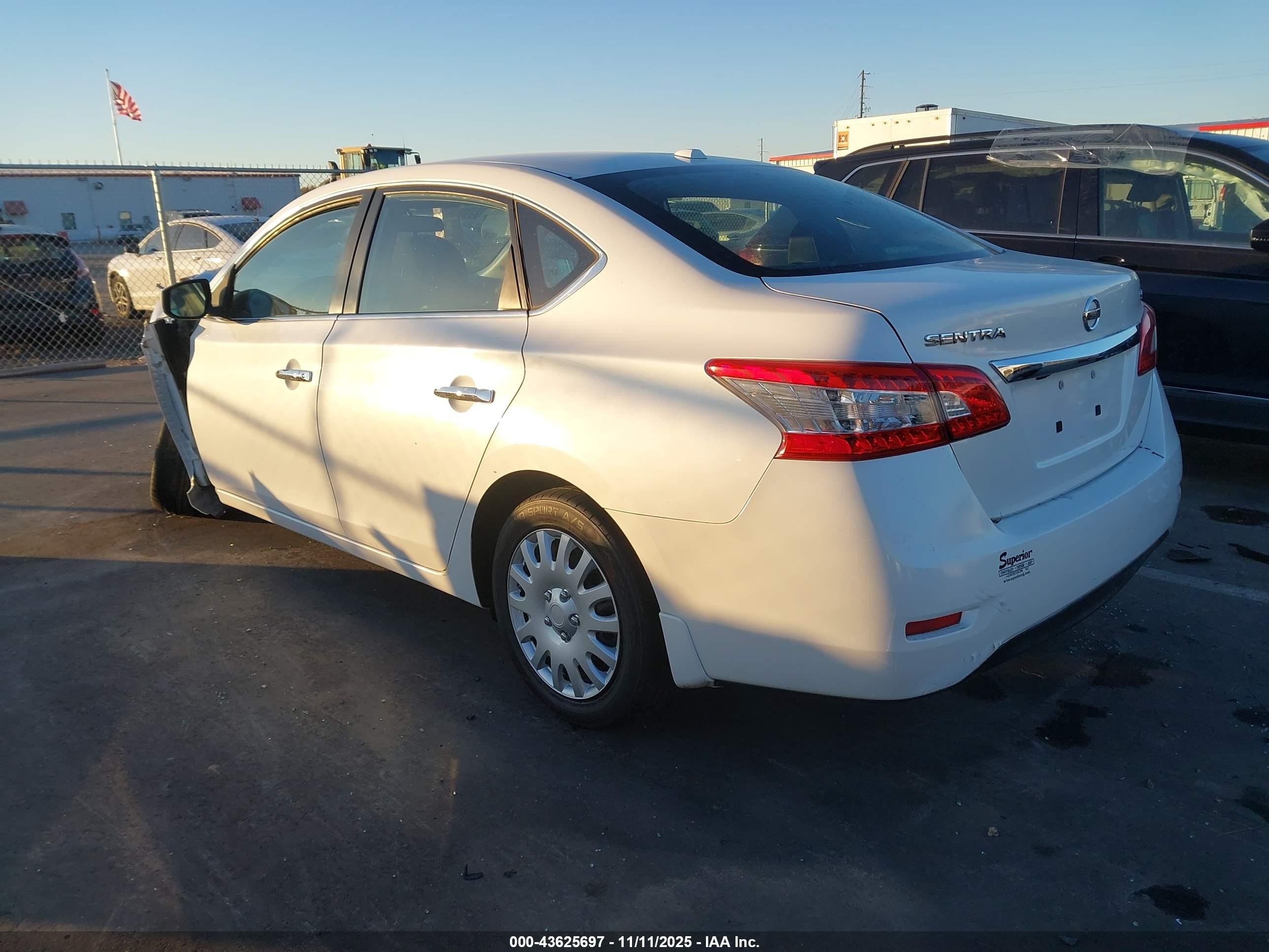 2015 Nissan Sentra Sv White vin: 3N1AB7AP6FL683825