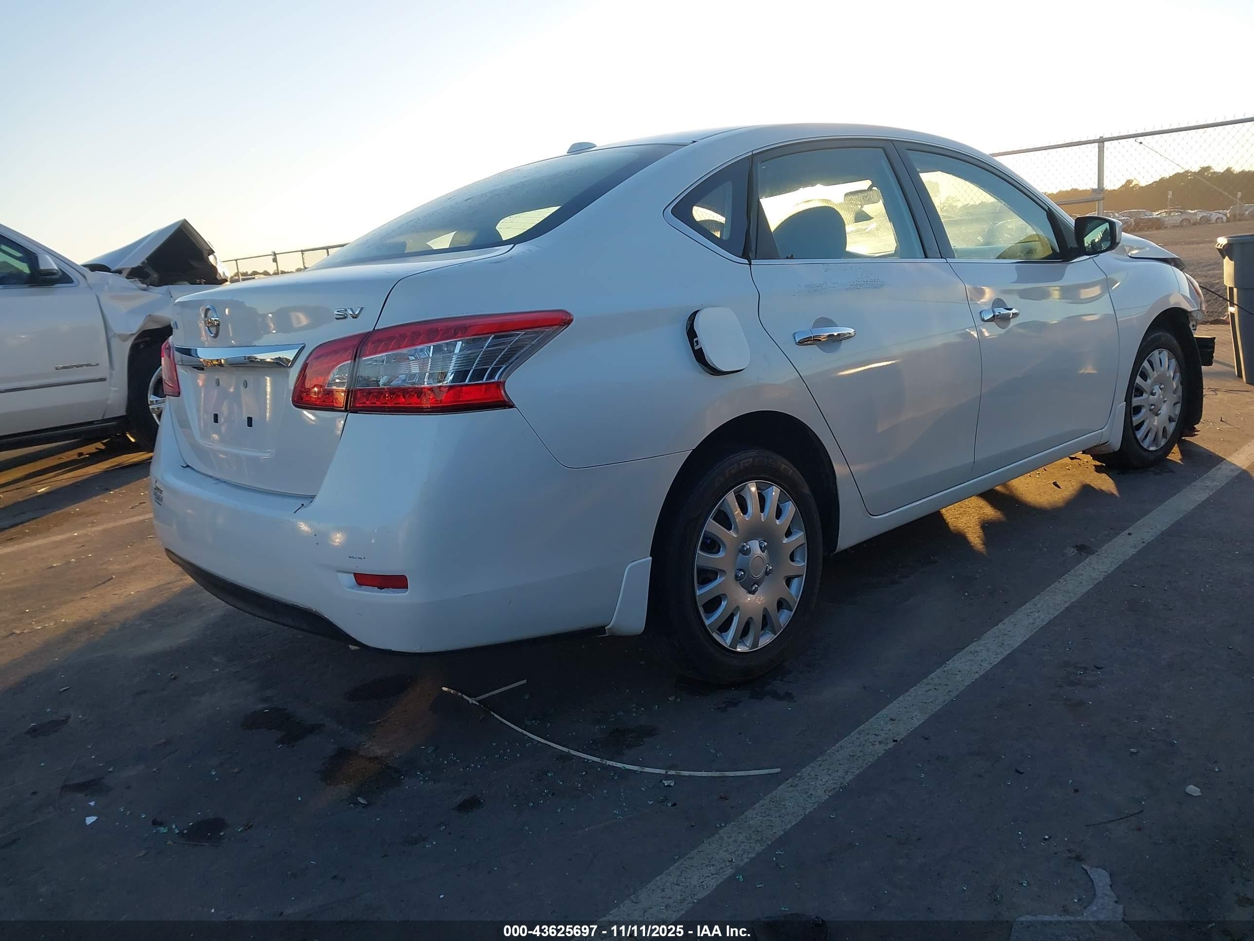 2015 Nissan Sentra Sv White vin: 3N1AB7AP6FL683825