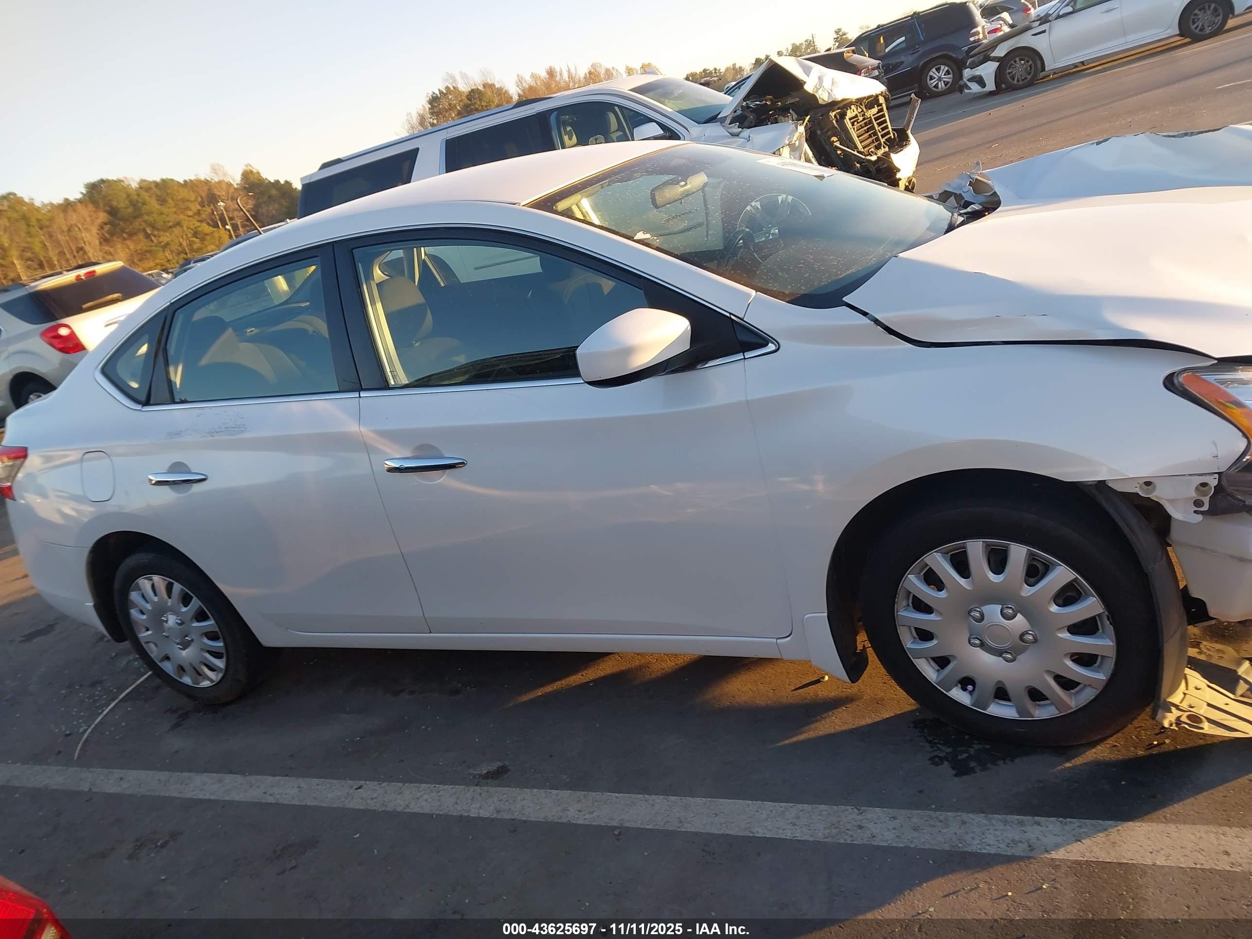 2015 Nissan Sentra Sv White vin: 3N1AB7AP6FL683825