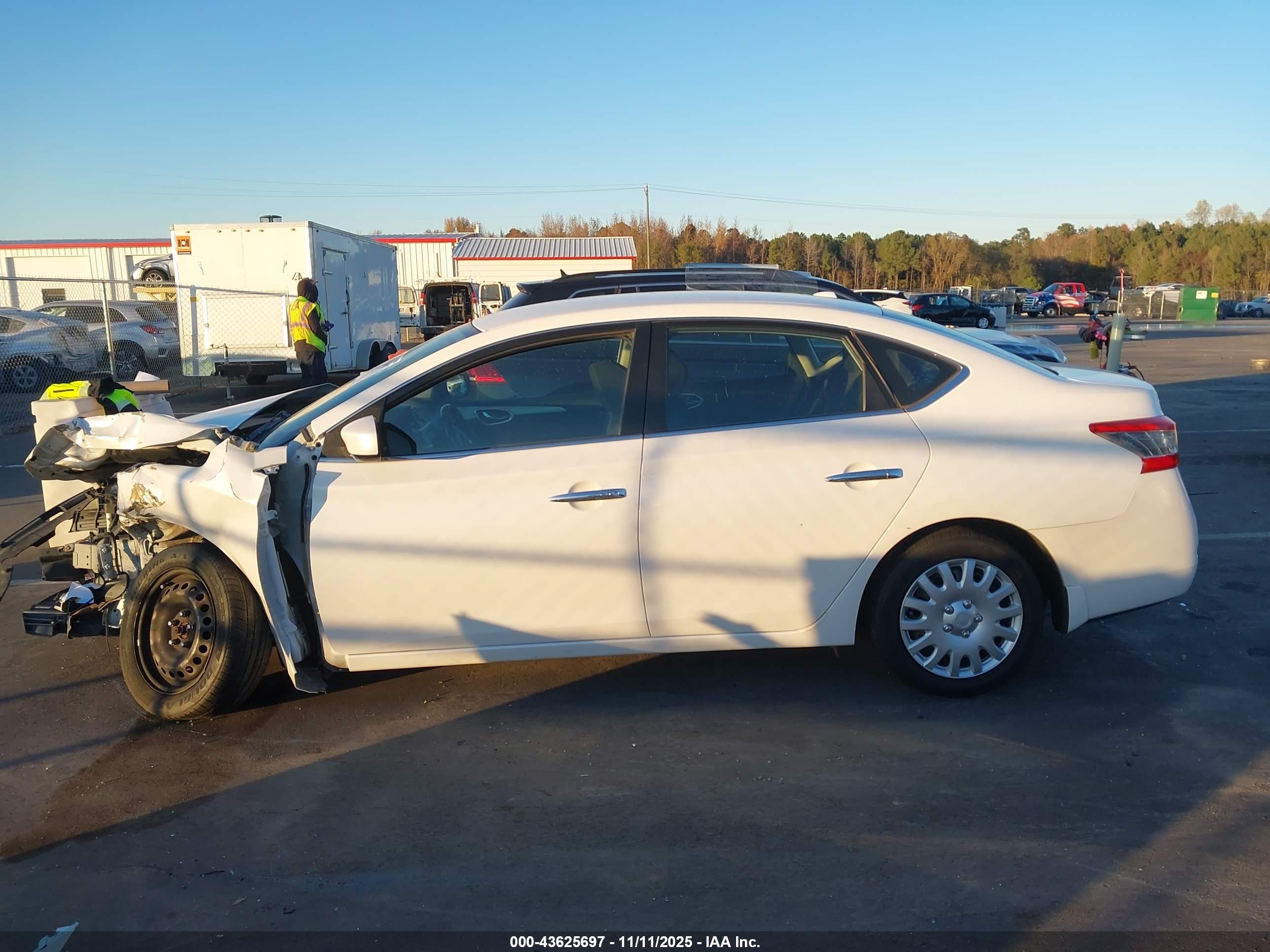 2015 Nissan Sentra Sv White vin: 3N1AB7AP6FL683825