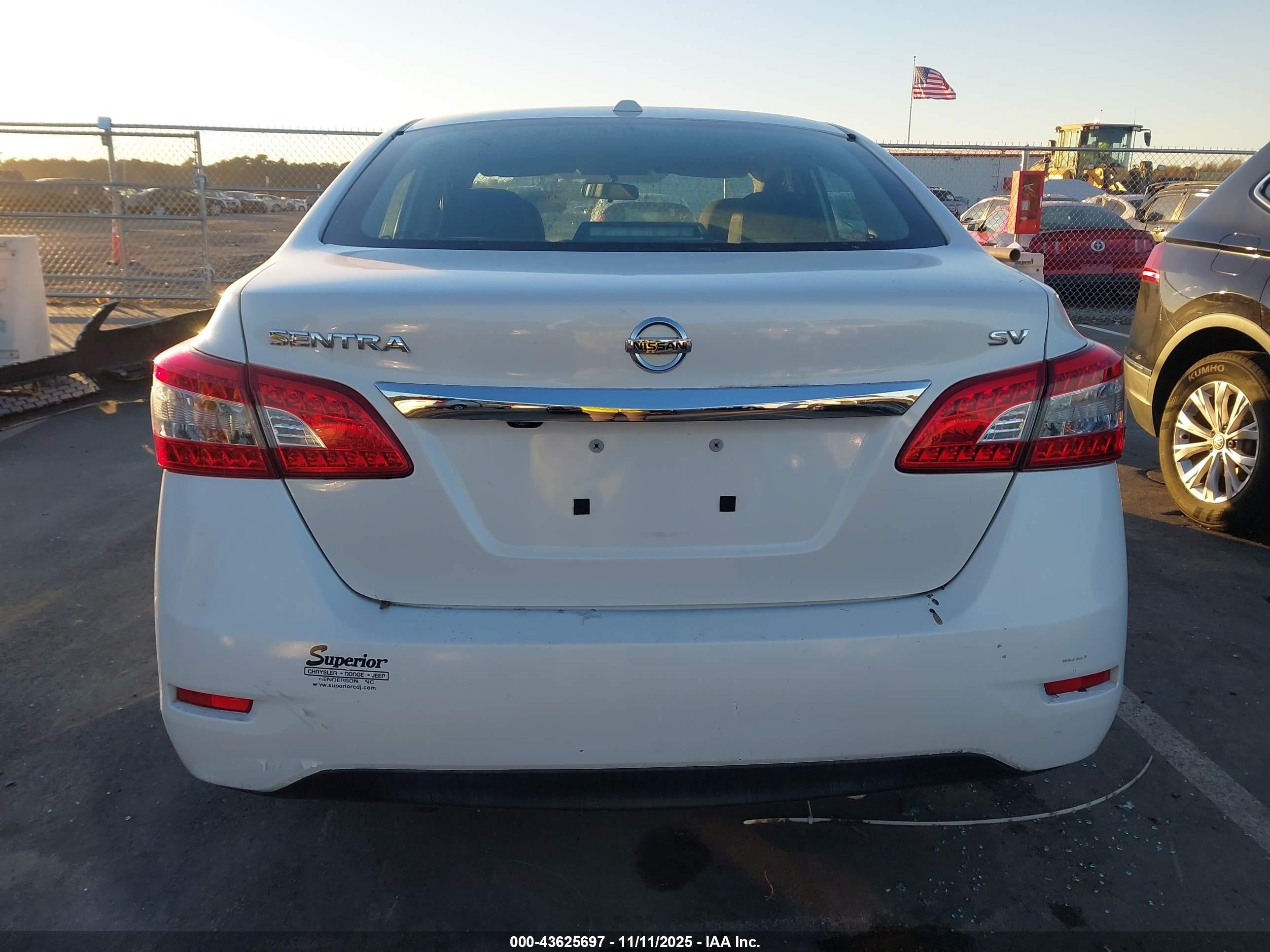 2015 Nissan Sentra Sv White vin: 3N1AB7AP6FL683825
