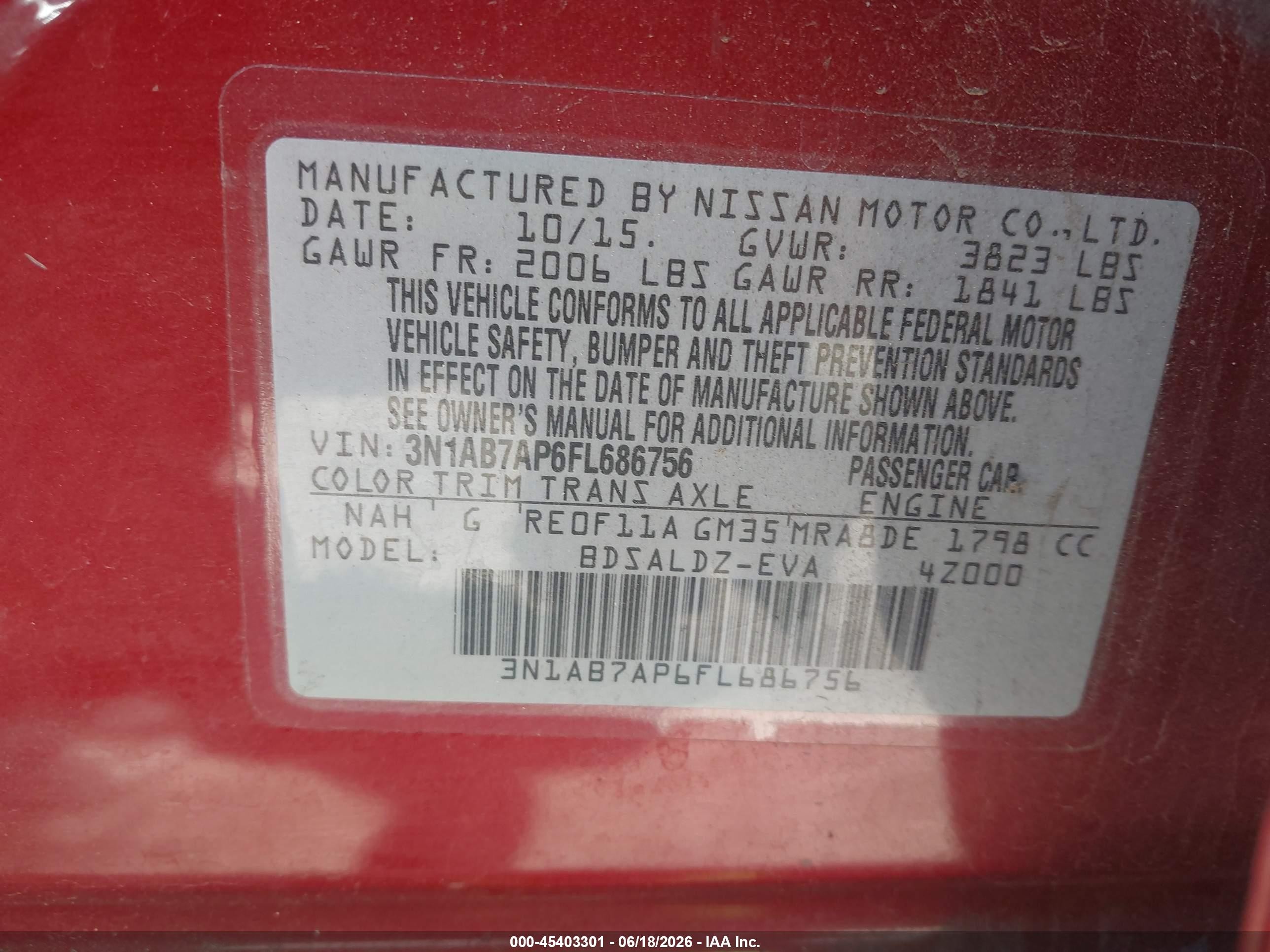 2015 Nissan Sentra Sv Red vin: 3N1AB7AP6FL686756