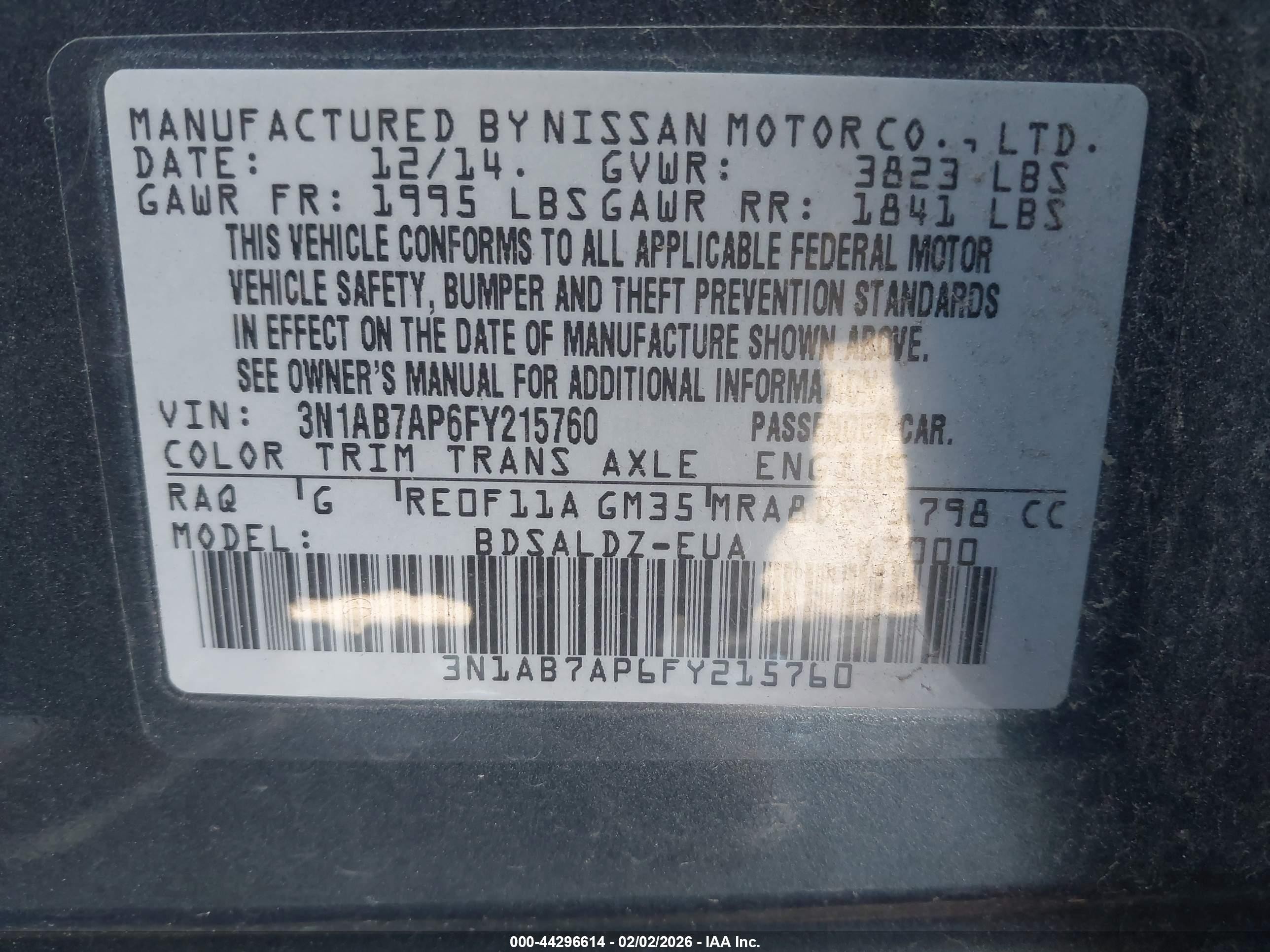 2015 Nissan Sentra Sv Gray vin: 3N1AB7AP6FY215760