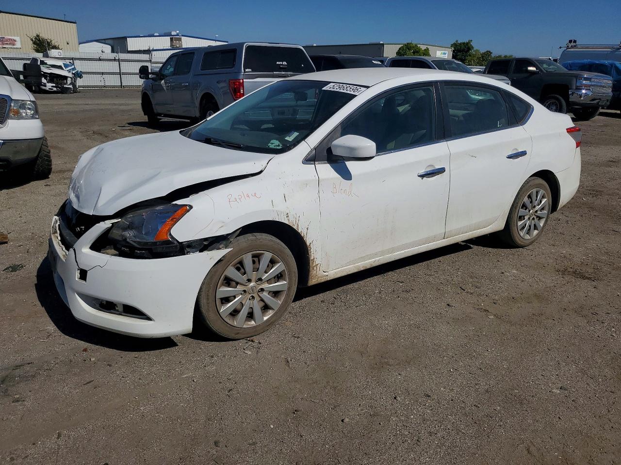 2015 Nissan Sentra S White vin: 3N1AB7AP6FY221946