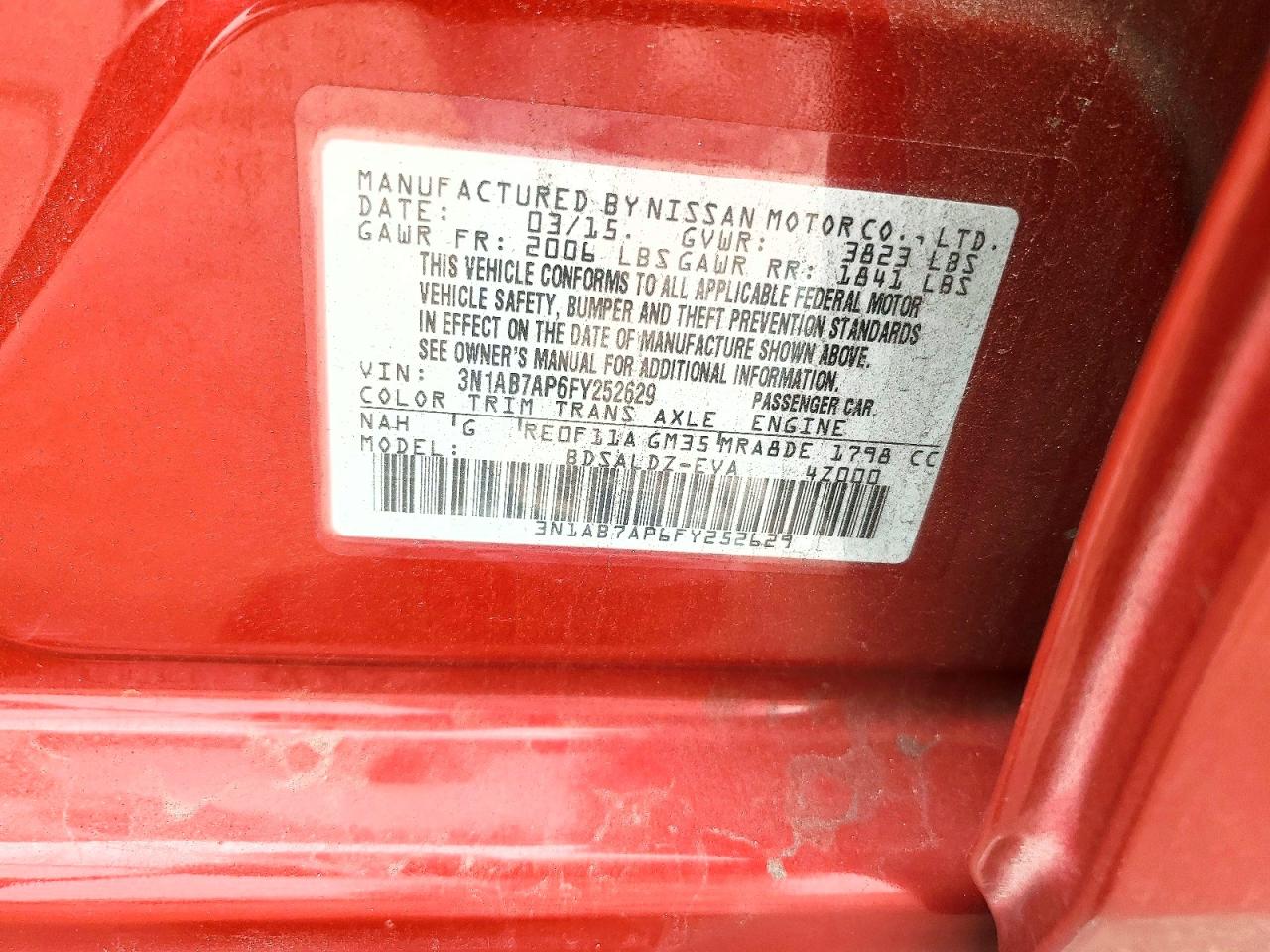 2015 Nissan Sentra Sv Red vin: 3N1AB7AP6FY252629