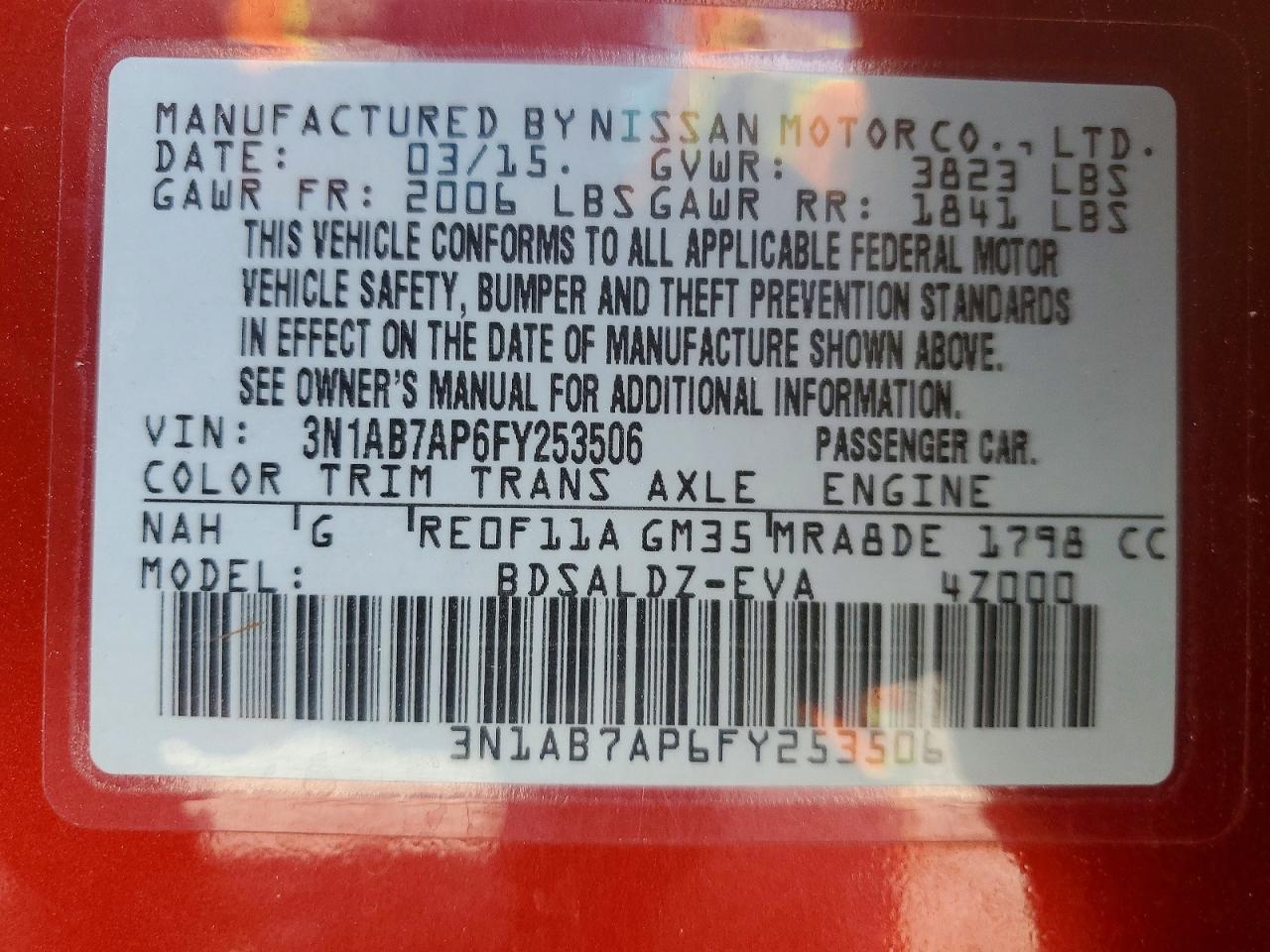 2015 Nissan Sentra Sv Red vin: 3N1AB7AP6FY253506
