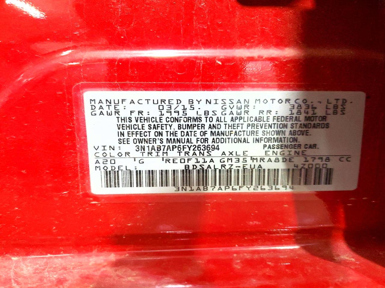 2015 Nissan Sentra Sr Красный vin: 3N1AB7AP6FY263694
