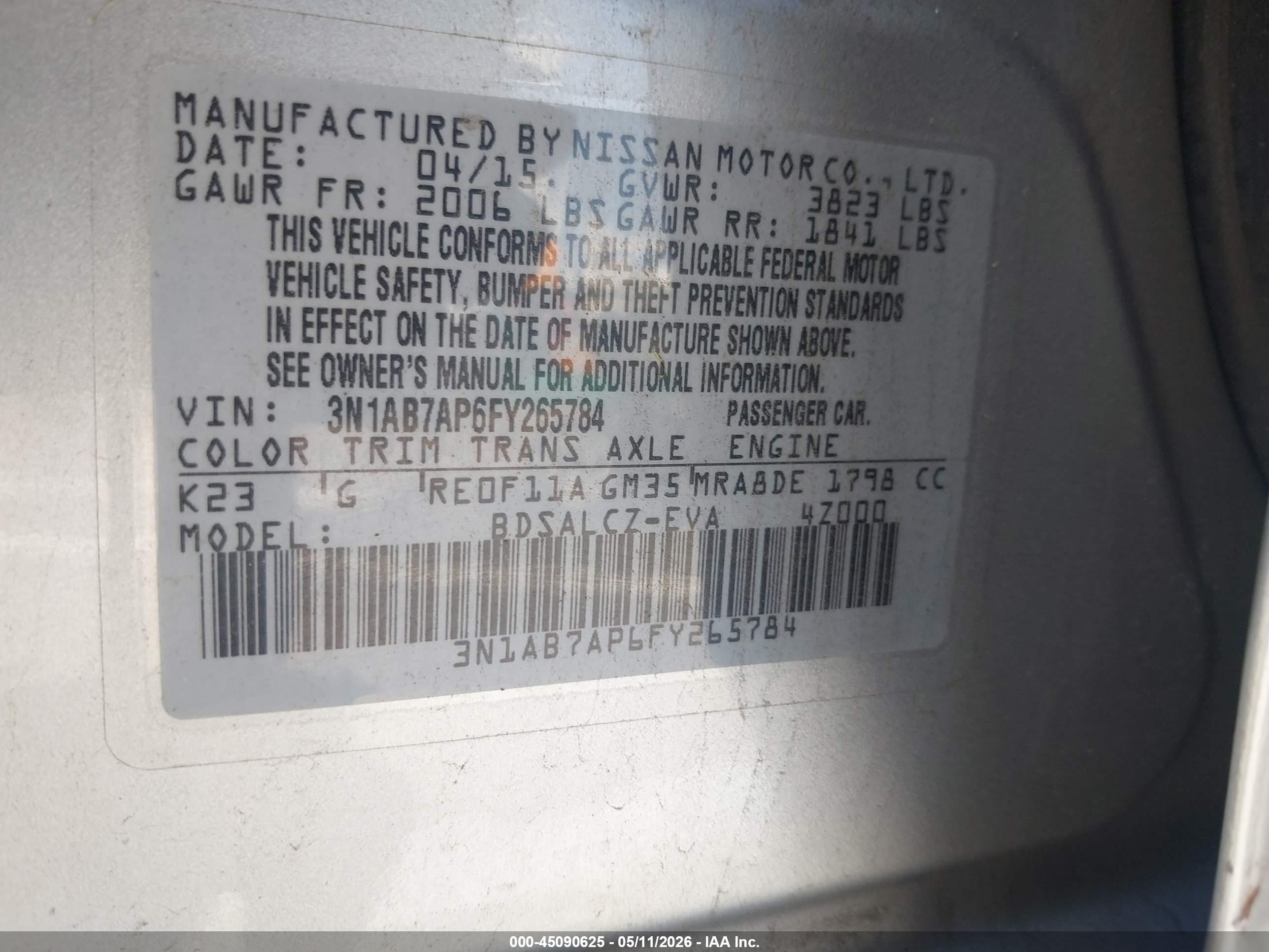 2015 Nissan Sentra S Silver vin: 3N1AB7AP6FY265784