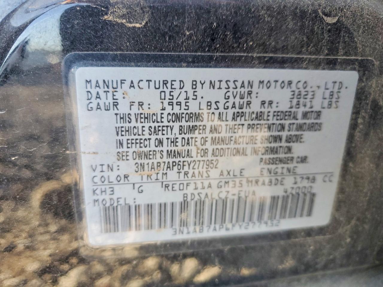2015 Nissan Sentra S Black vin: 3N1AB7AP6FY277952
