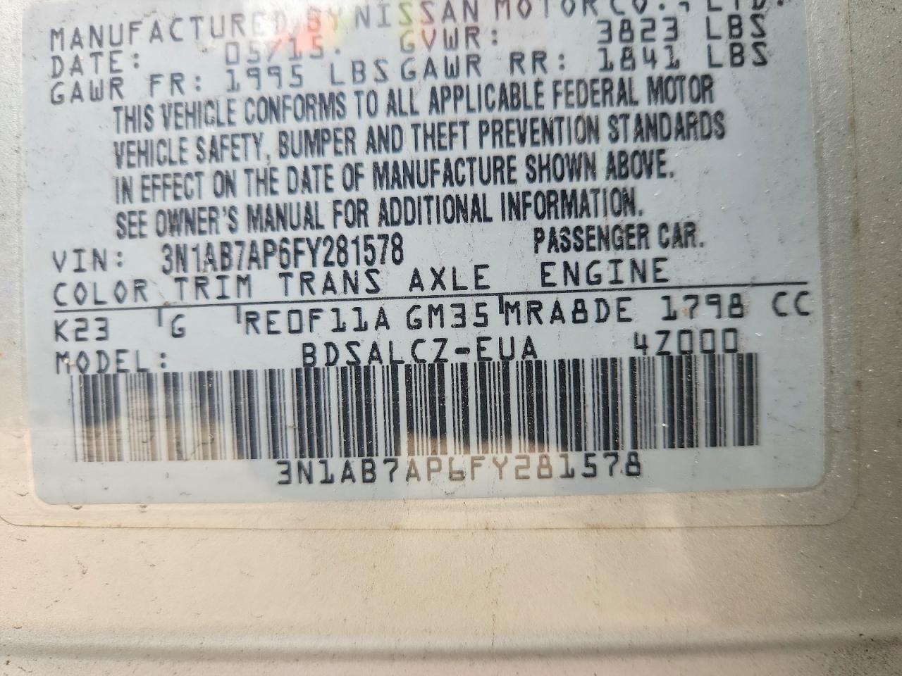 2015 Nissan Sentra S Silver vin: 3N1AB7AP6FY281578
