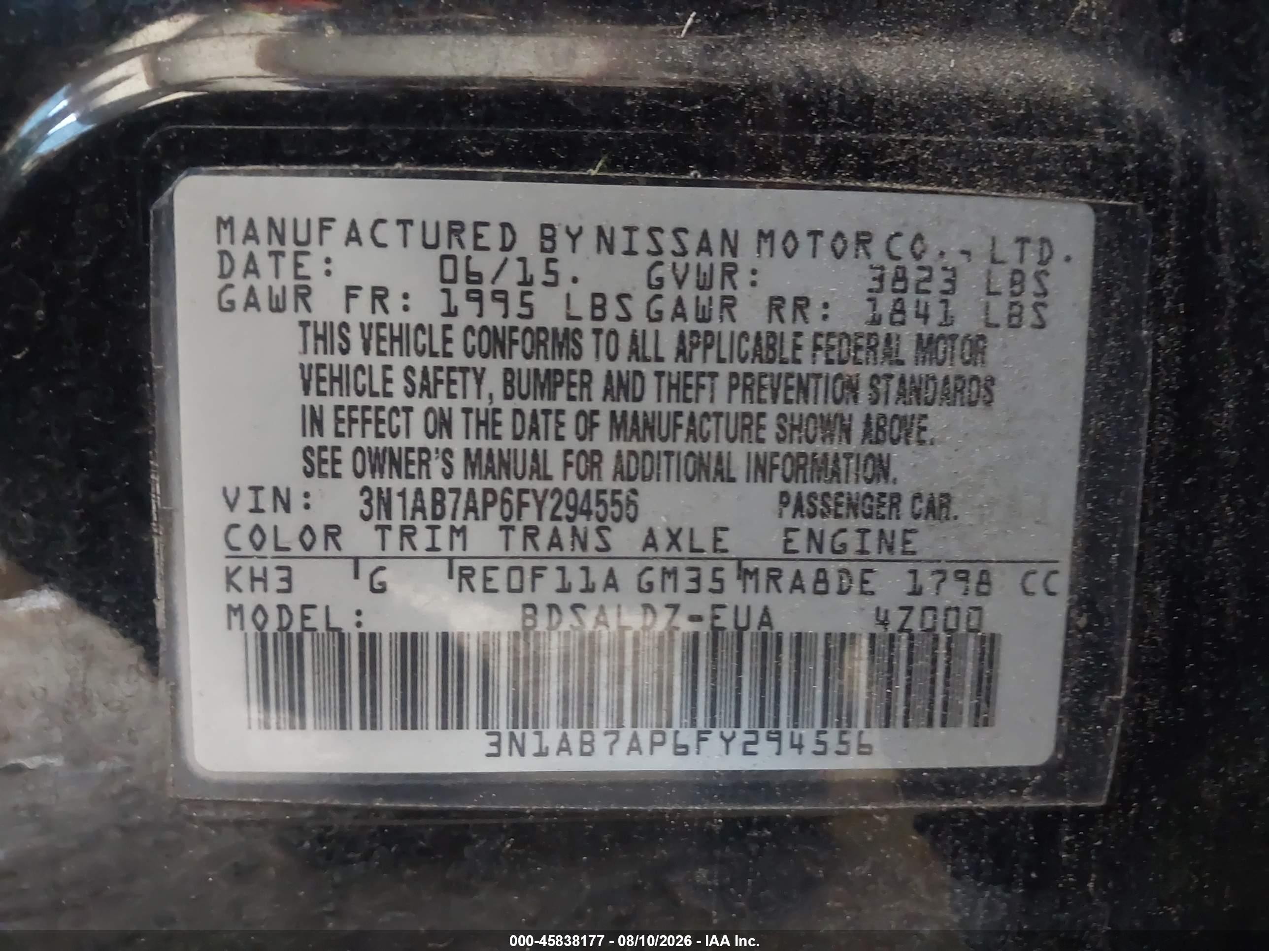 2015 Nissan Sentra Sv Black vin: 3N1AB7AP6FY294556