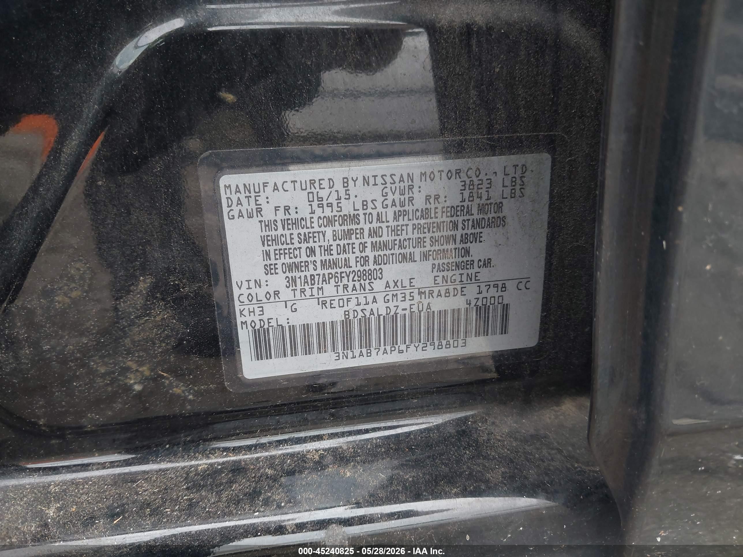 2015 Nissan Sentra Sv Черный vin: 3N1AB7AP6FY298803