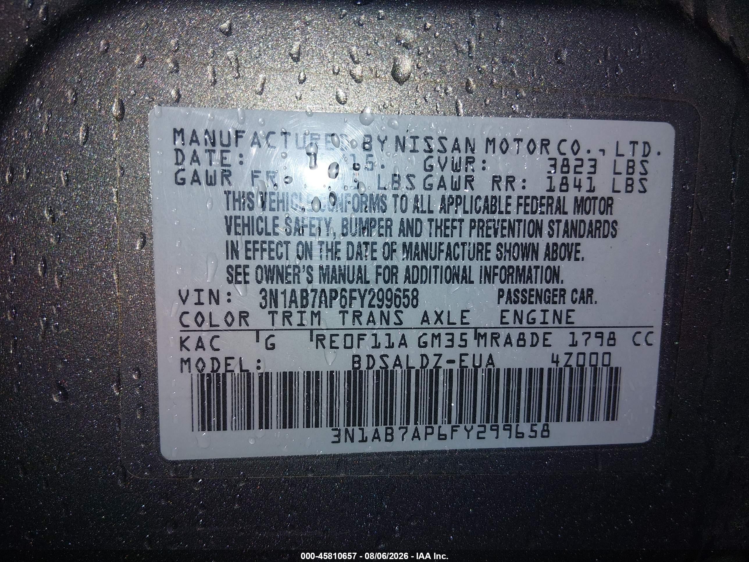2015 Nissan Sentra Sv Gray vin: 3N1AB7AP6FY299658