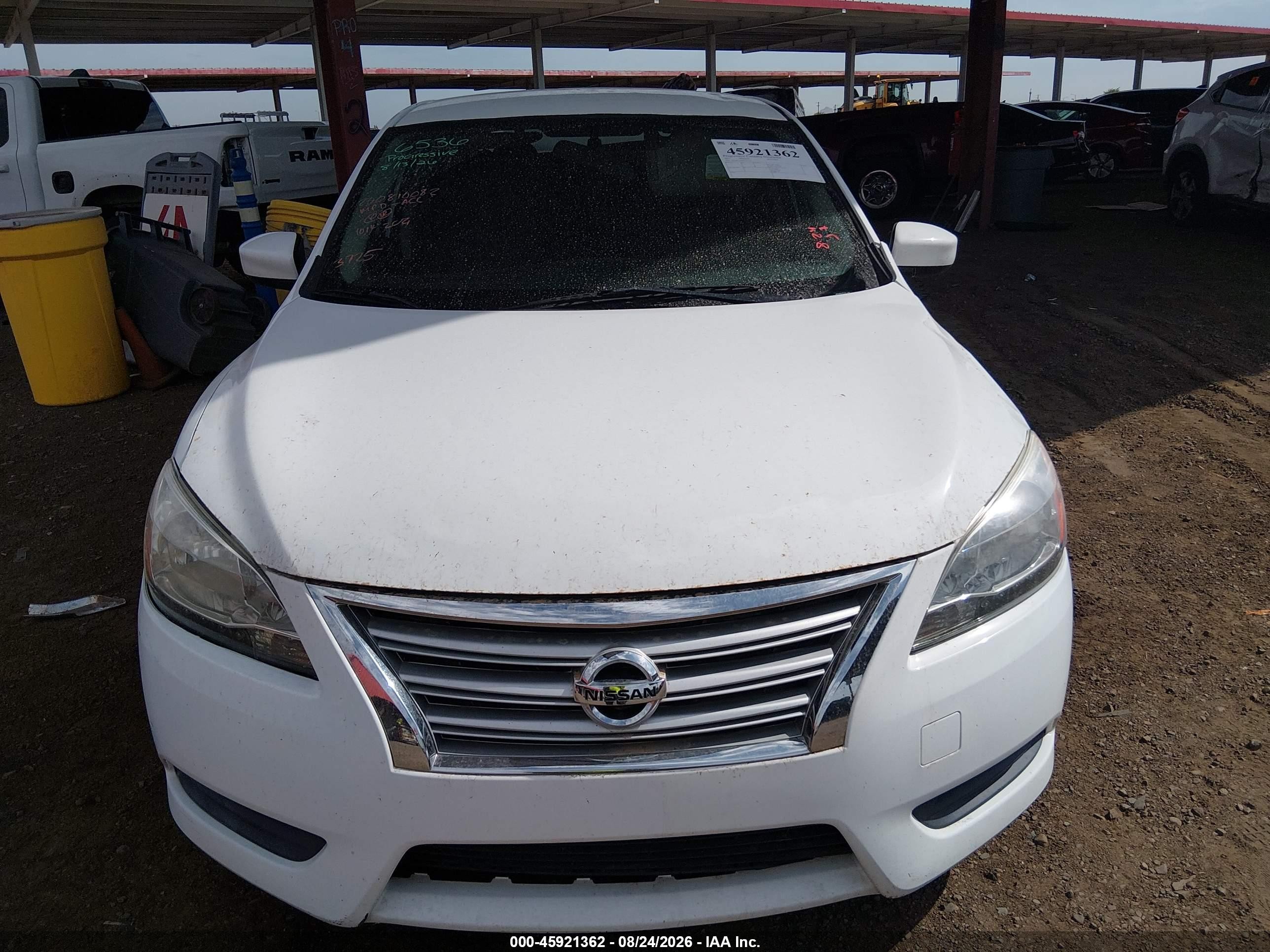 2015 Nissan Sentra Sv White vin: 3N1AB7AP6FY303725