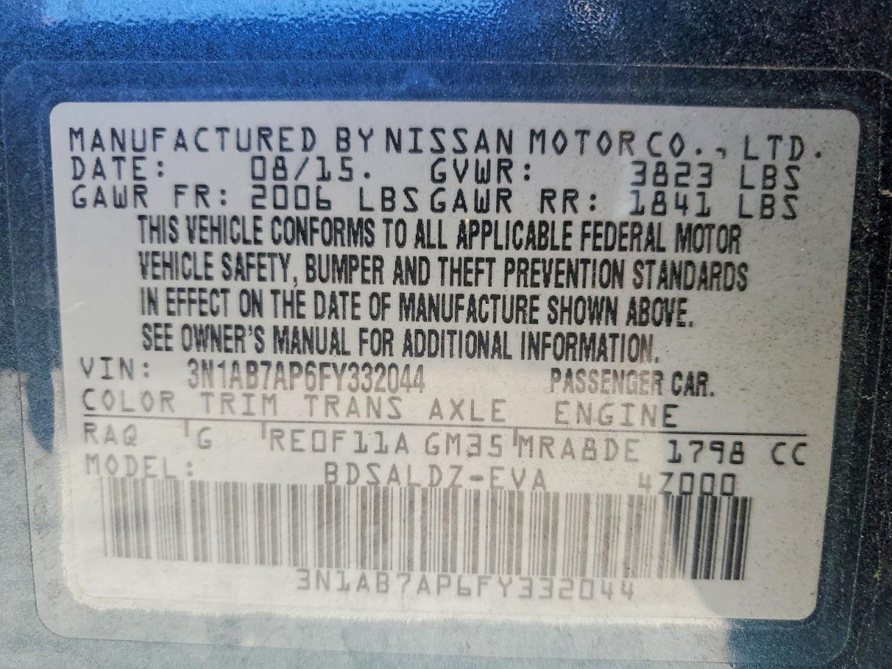 2015 Nissan Sentra Sv Синий vin: 3N1AB7AP6FY332044