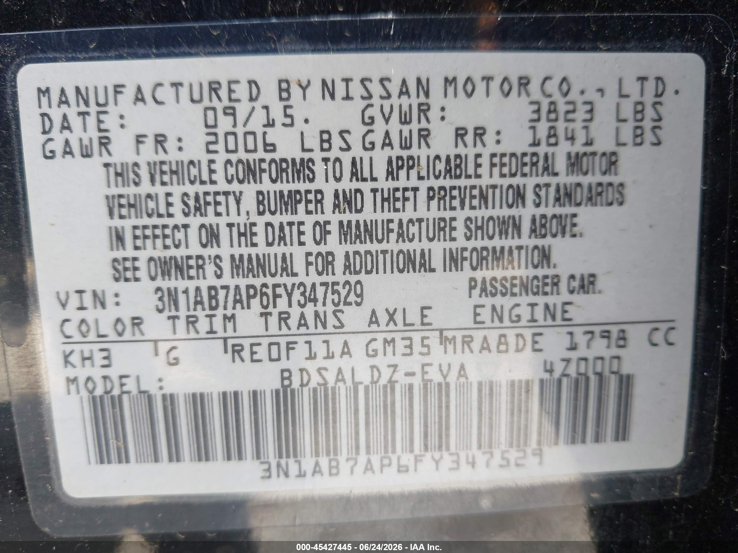 2015 Nissan Sentra Sv Black vin: 3N1AB7AP6FY347529