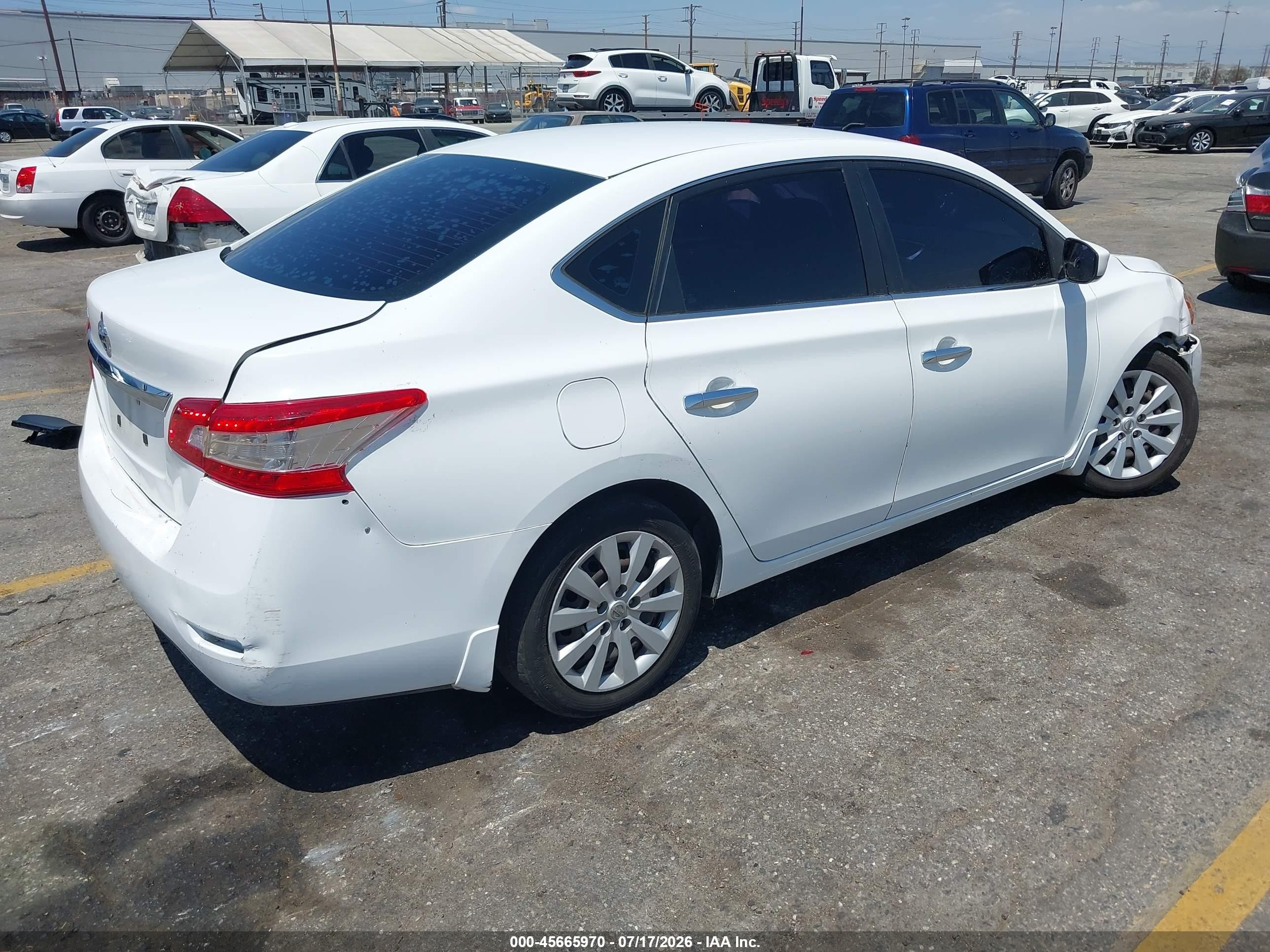 2015 Nissan Sentra S White vin: 3N1AB7AP6FY351502