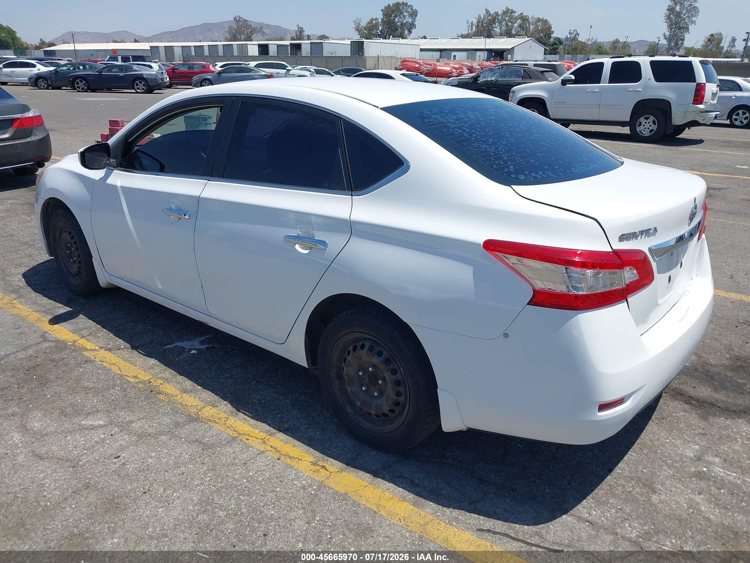 2015 Nissan Sentra S White vin: 3N1AB7AP6FY351502