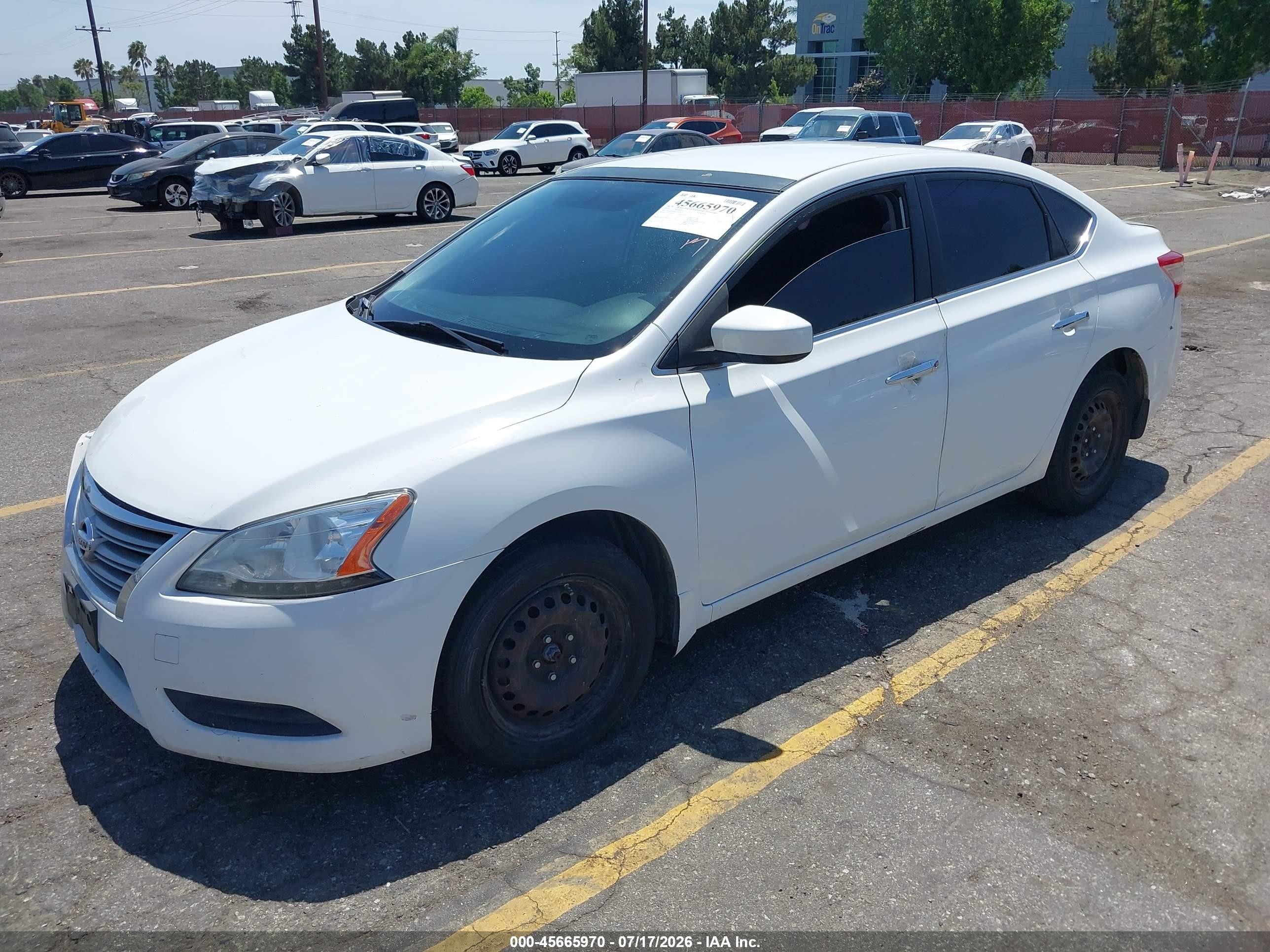 2015 Nissan Sentra S White vin: 3N1AB7AP6FY351502