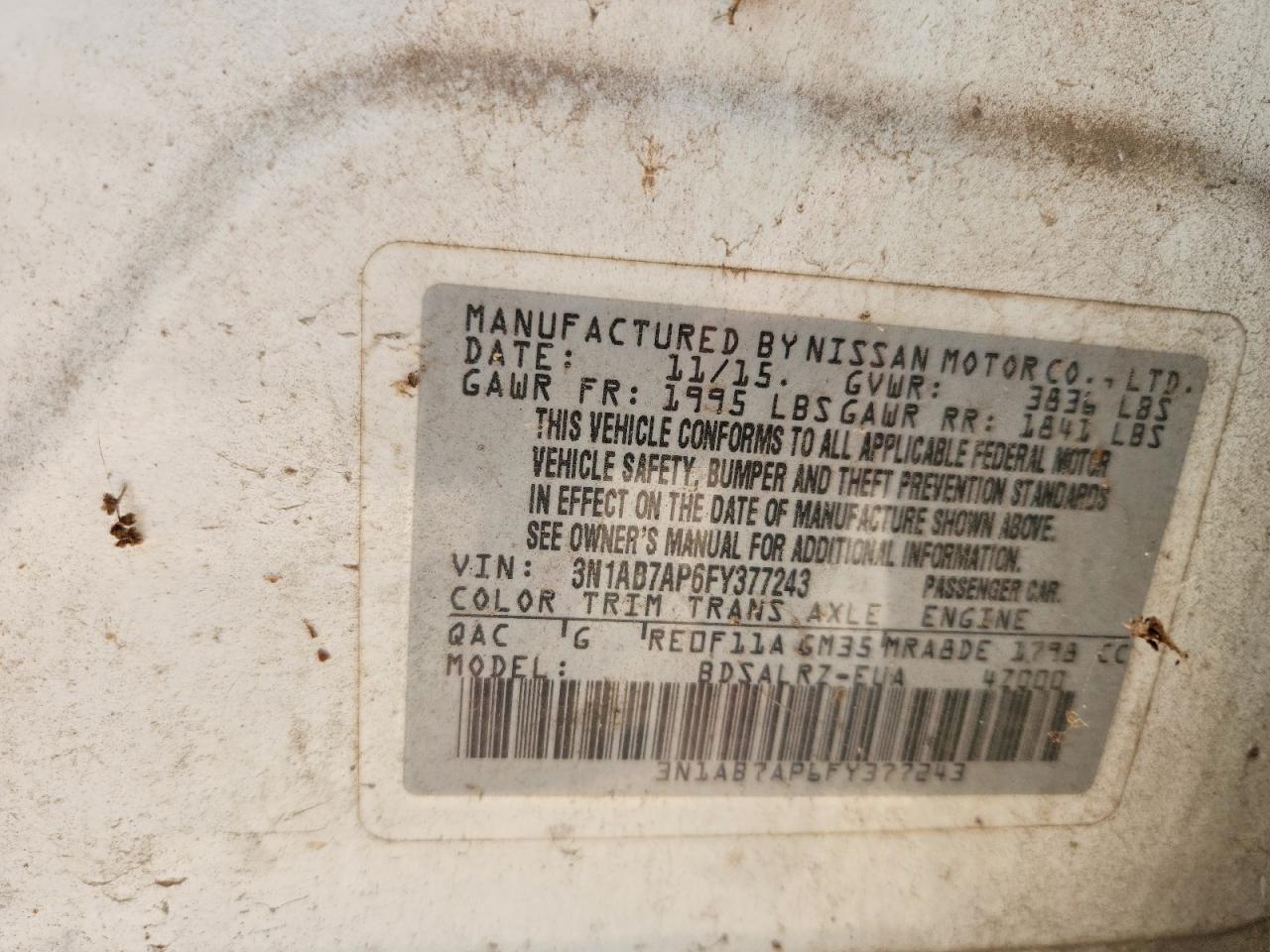 2015 Nissan Sentra Sr Белый vin: 3N1AB7AP6FY377243