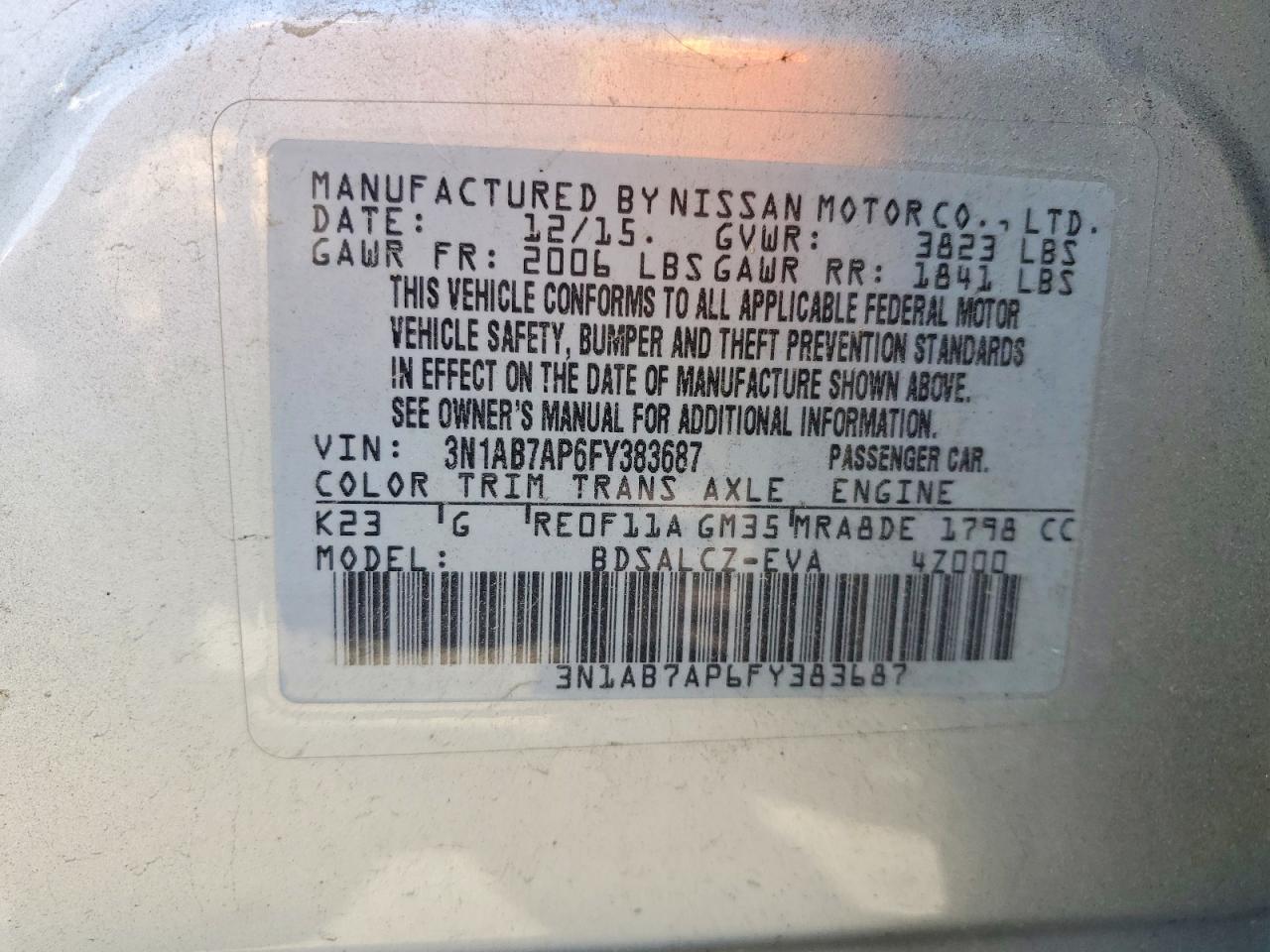 2015 Nissan Sentra S Silver vin: 3N1AB7AP6FY383687
