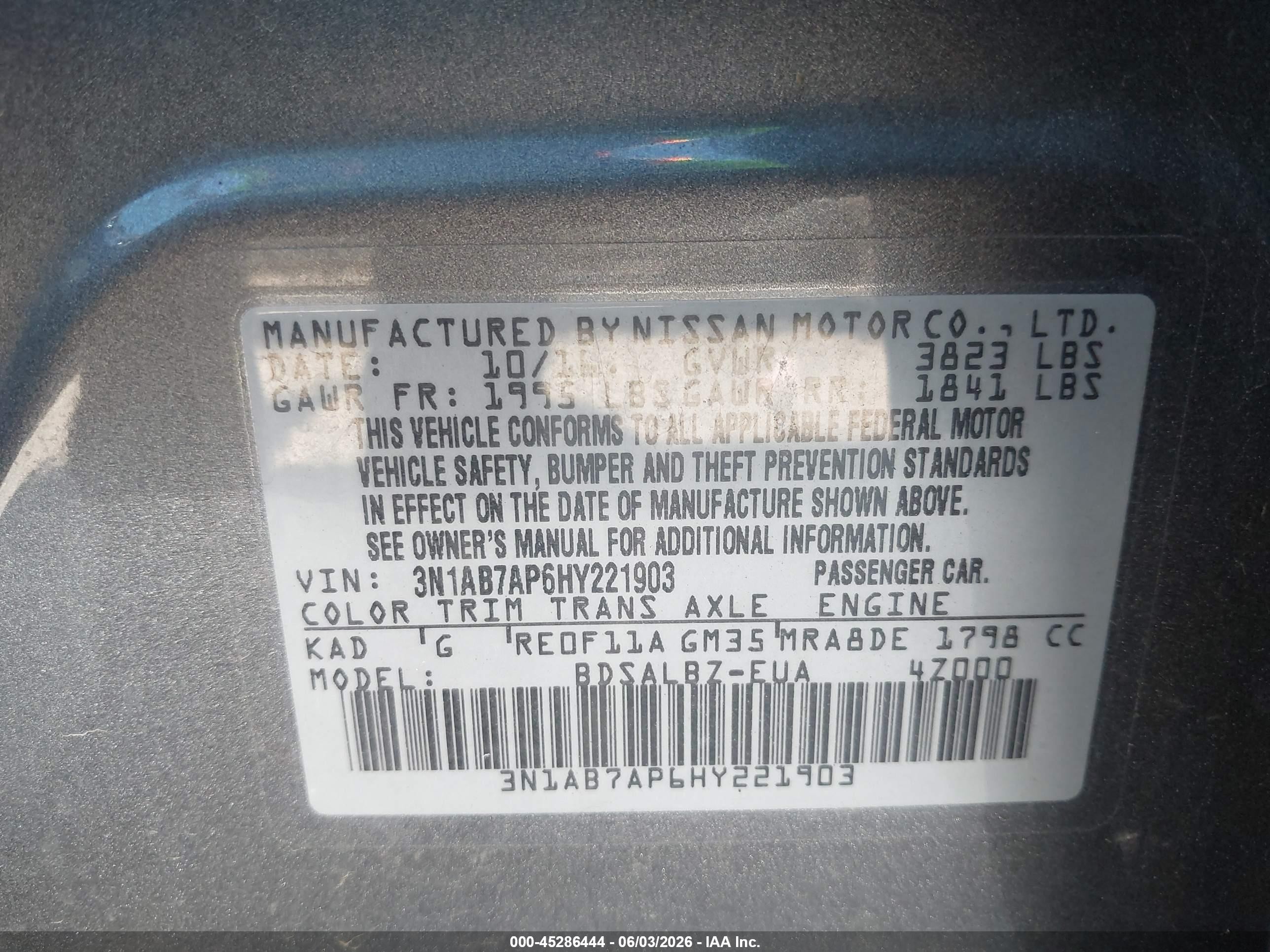 2017 Nissan Sentra S Gray vin: 3N1AB7AP6HY221903