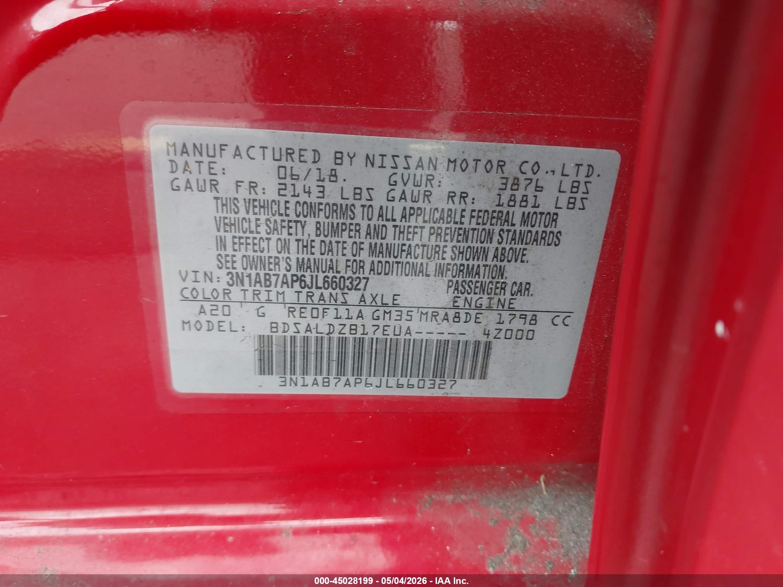 2018 Nissan Sentra Sv Красный vin: 3N1AB7AP6JL660327