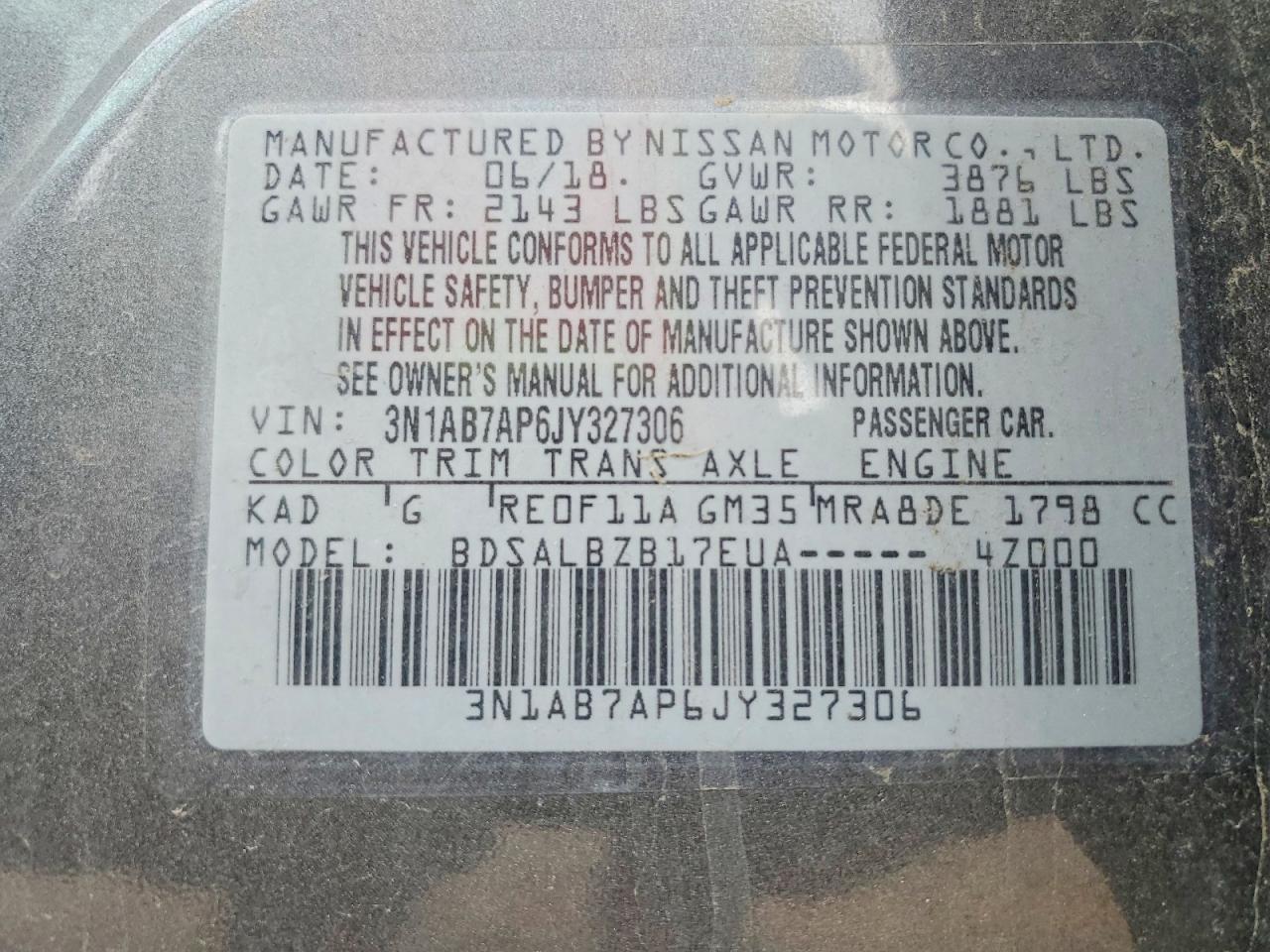 2018 Nissan Sentra S Gray vin: 3N1AB7AP6JY327306
