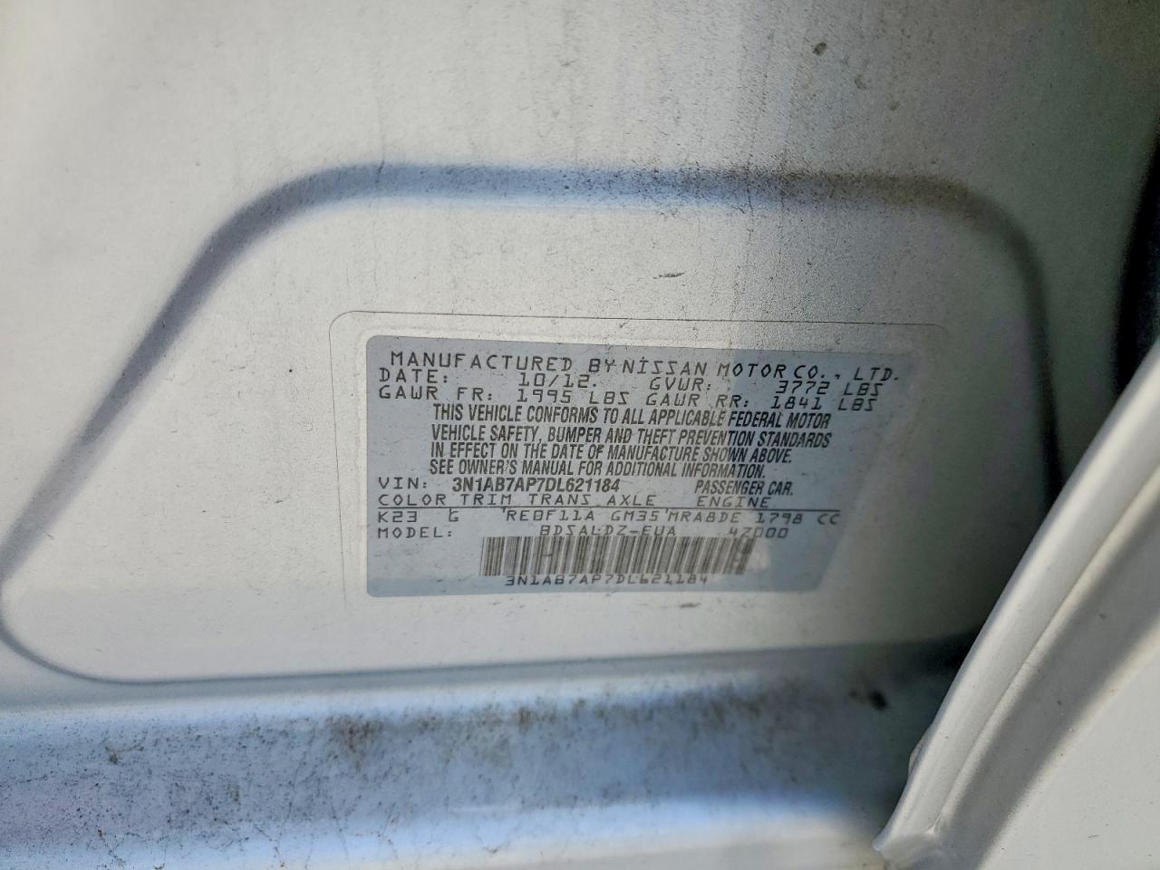2013 Nissan Sentra S Gray vin: 3N1AB7AP7DL621184