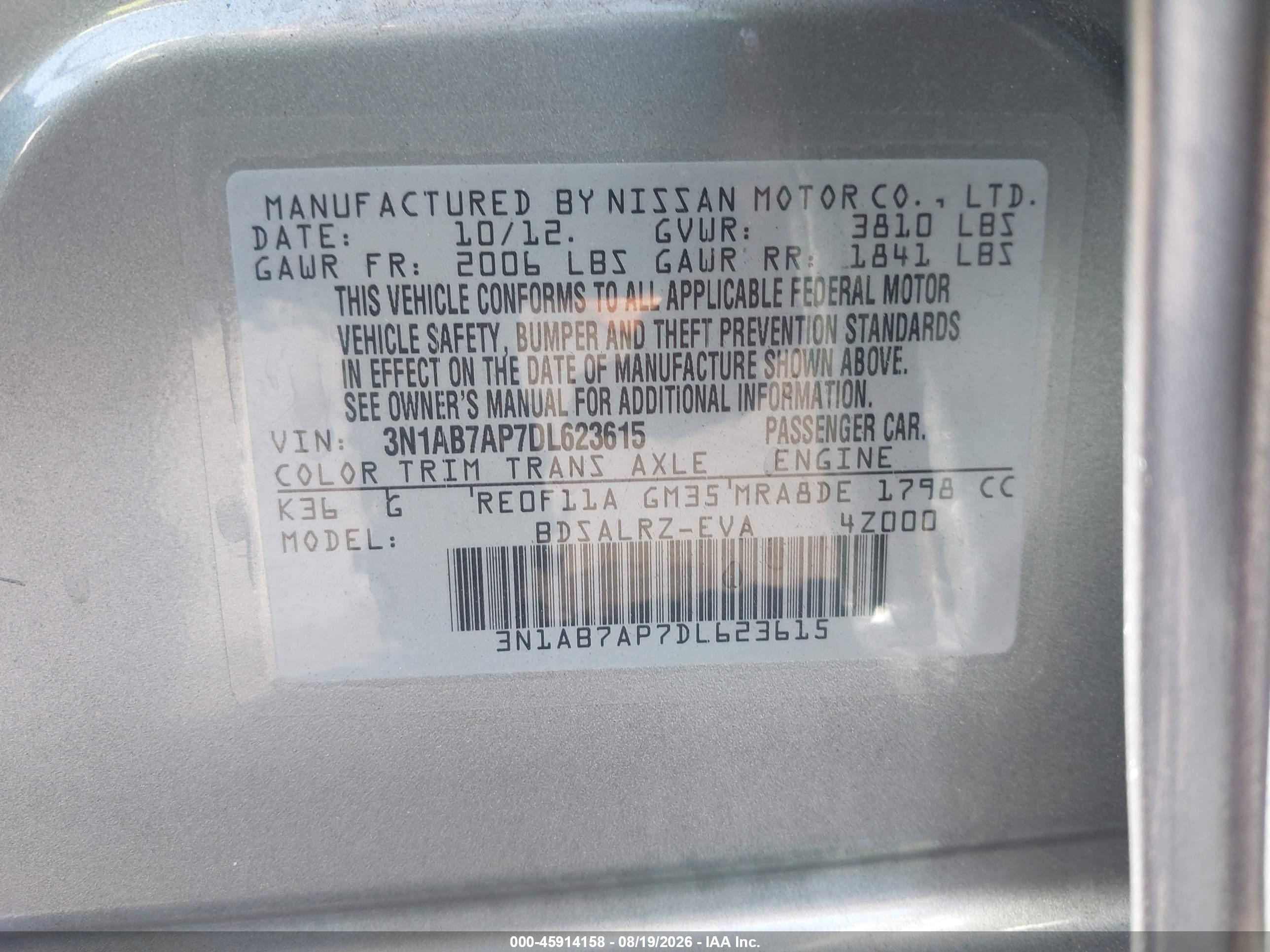 2013 Nissan Sentra Sr Серебряный vin: 3N1AB7AP7DL623615