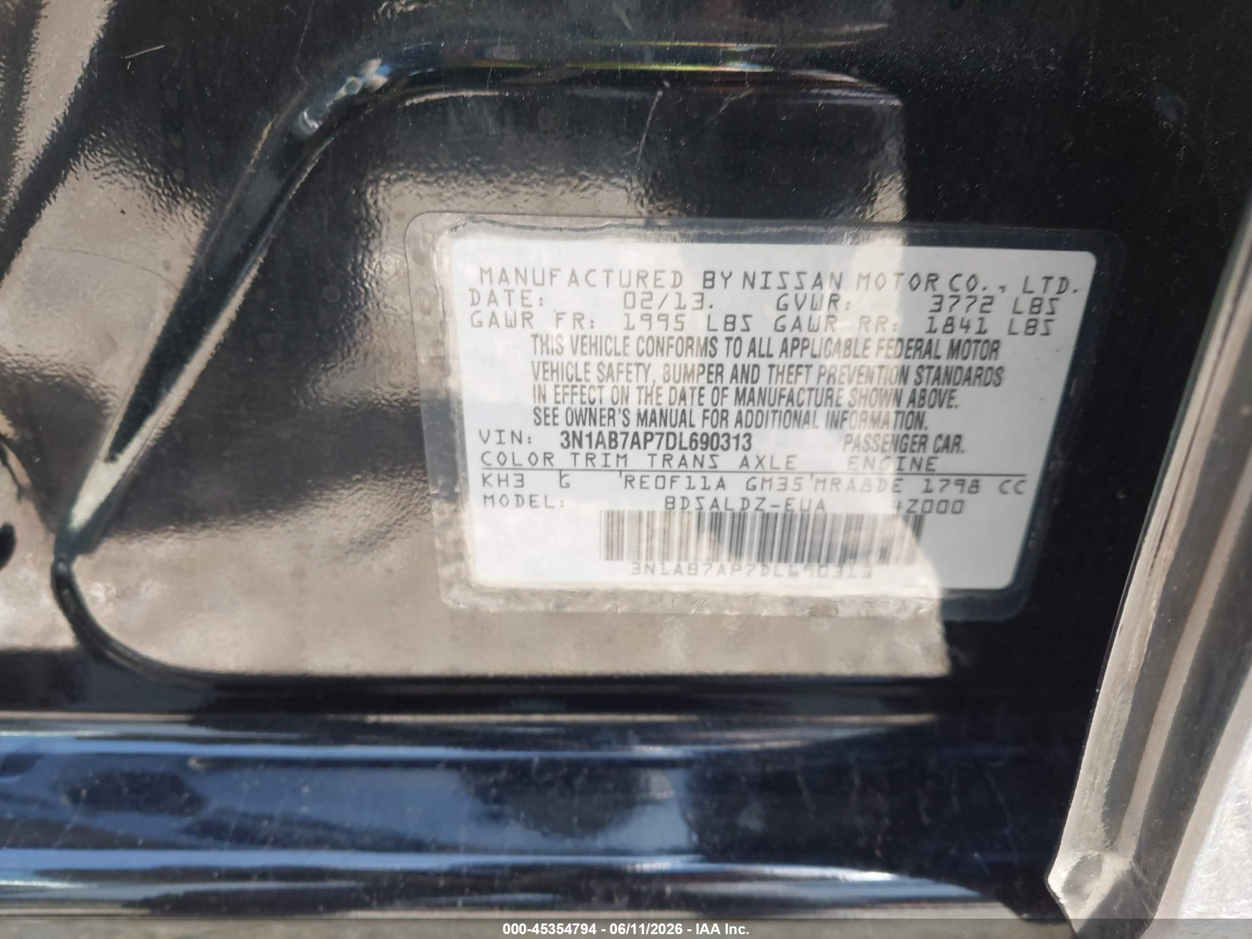 2013 Nissan Sentra Sv Черный vin: 3N1AB7AP7DL690313
