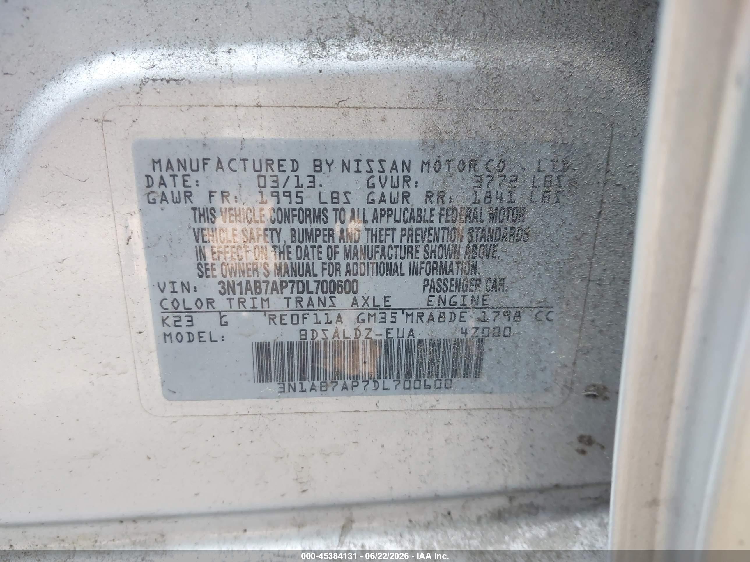 2013 Nissan Sentra Sv Silver vin: 3N1AB7AP7DL700600