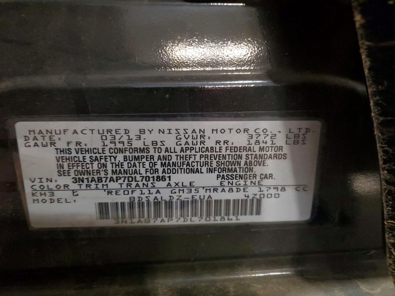 2013 Nissan Sentra S Черный vin: 3N1AB7AP7DL701861